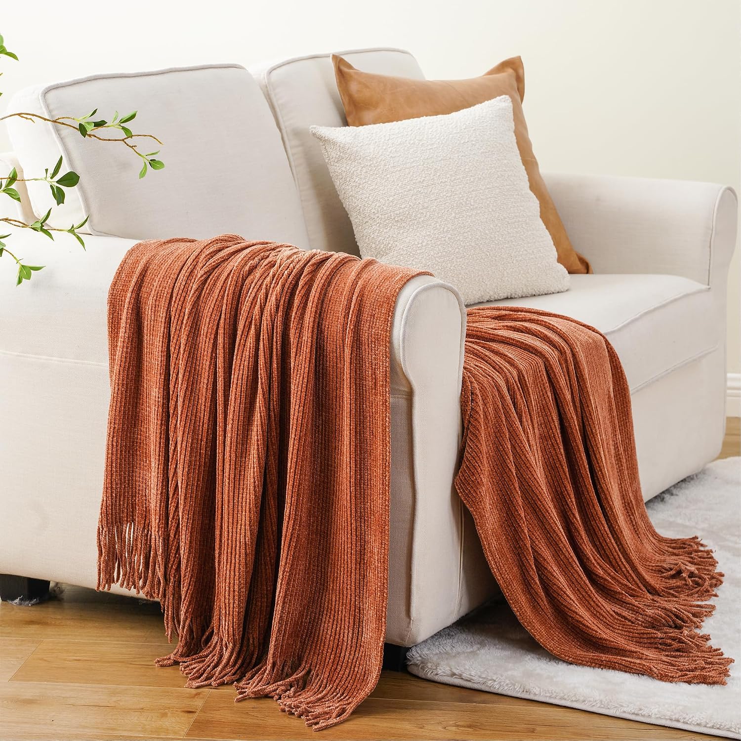 Thumbnail 2 de BATTILO HOME Rust Orange Throw Blanket 60"x80" 🛋
