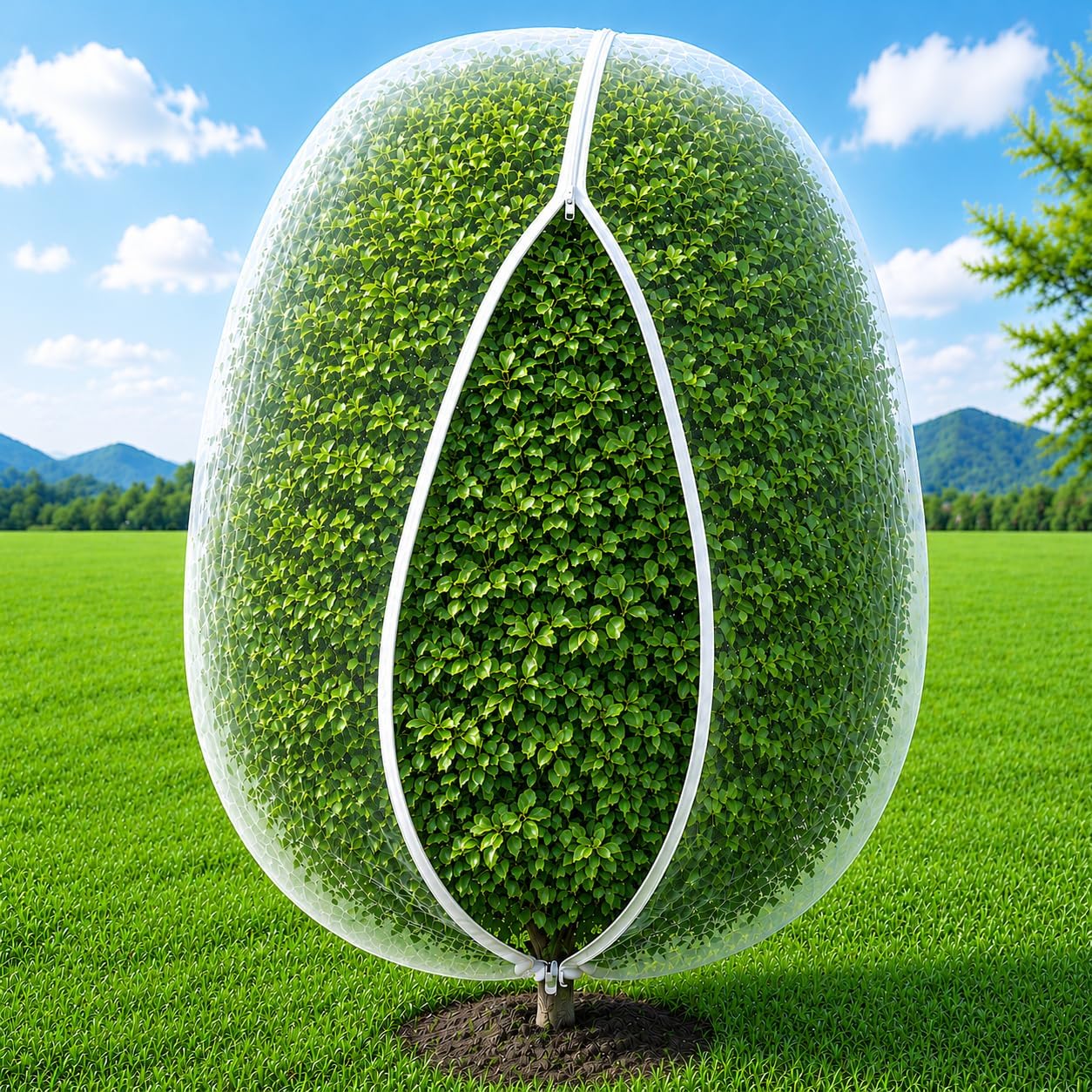 Detalle de 3x3M Fruit Tree Net: Large Garden Netting with Drawstring and Zipper for Bird and Insect Protection