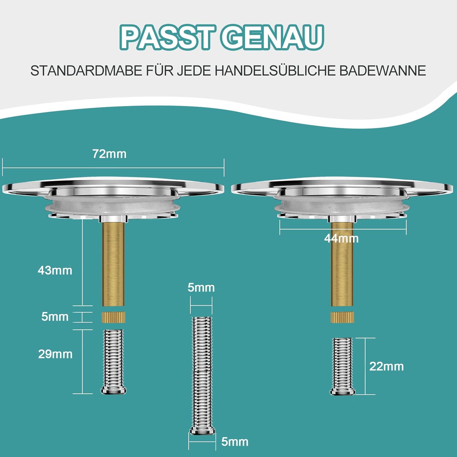 Detalle 2 de SURFOU Tapón de Bañera Ø72mm con Junta de 44mm