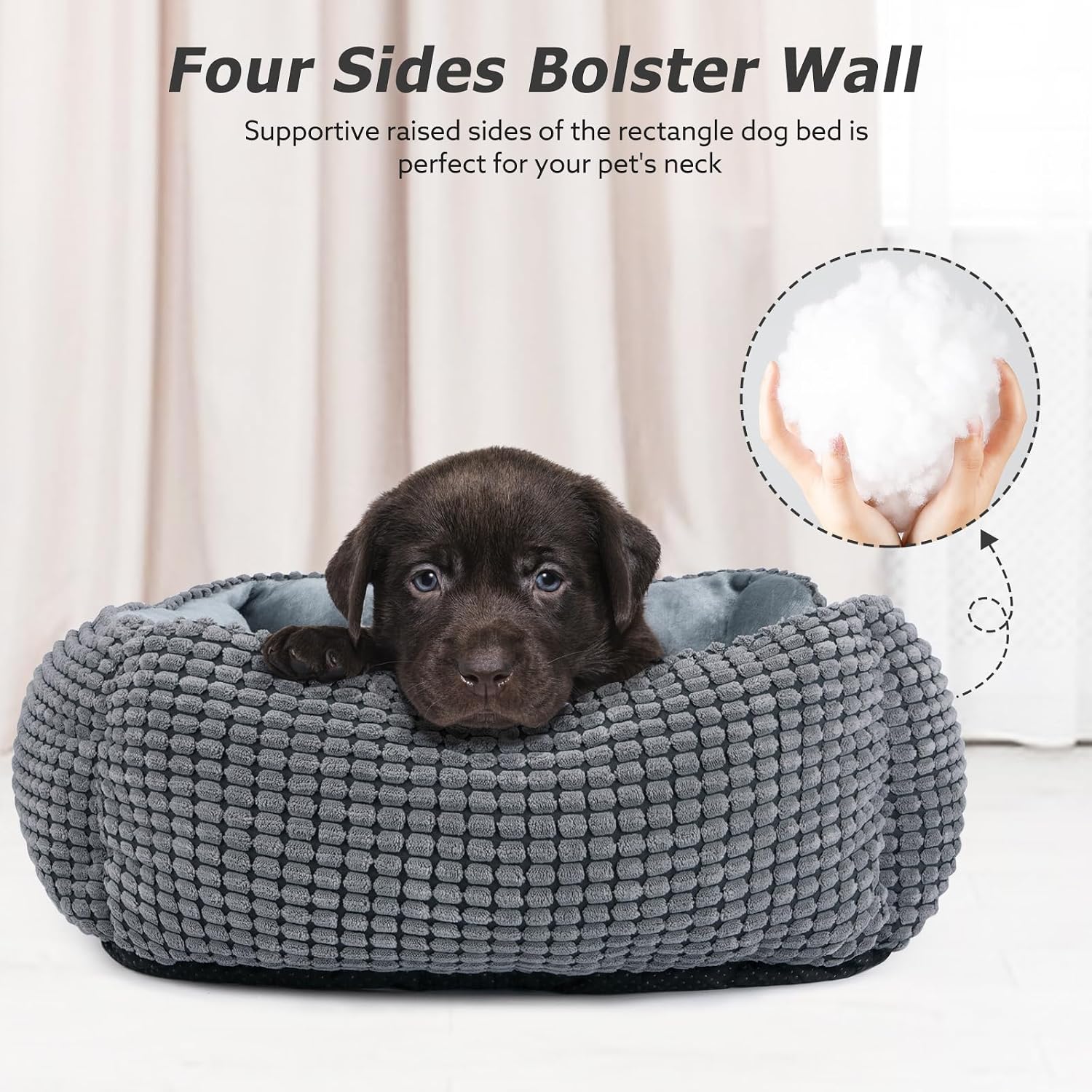 Detalle de MIXJOY Rectangle Dog Bed 25 in, Grey