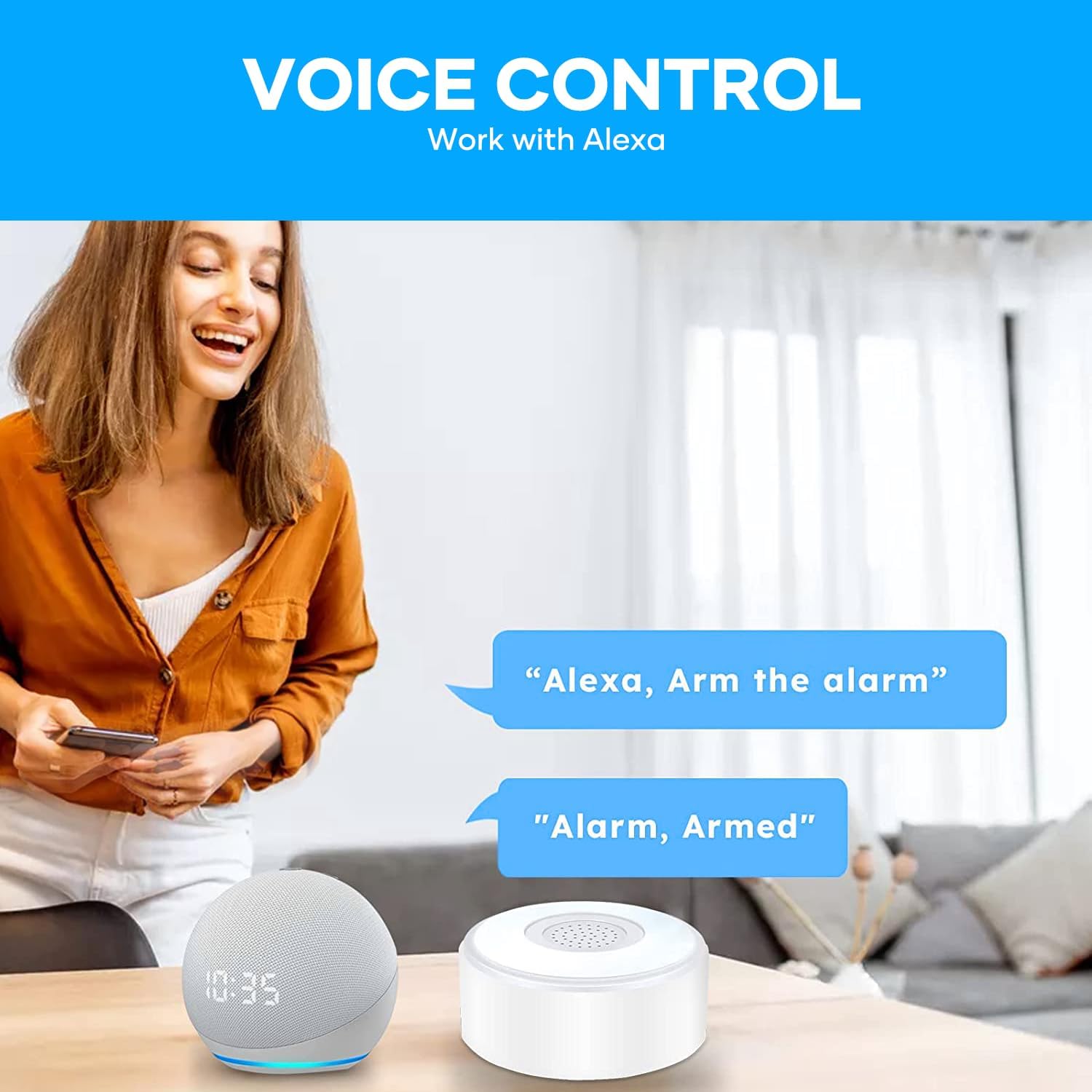 Thumbnail 2 de AGSHOME Allarme Casa Senza Fili 11 pezzi: Sirena 120 dB, 8 Sensori Porte/Finestre, 2 Telecomandi, Alexa/Google Assistant