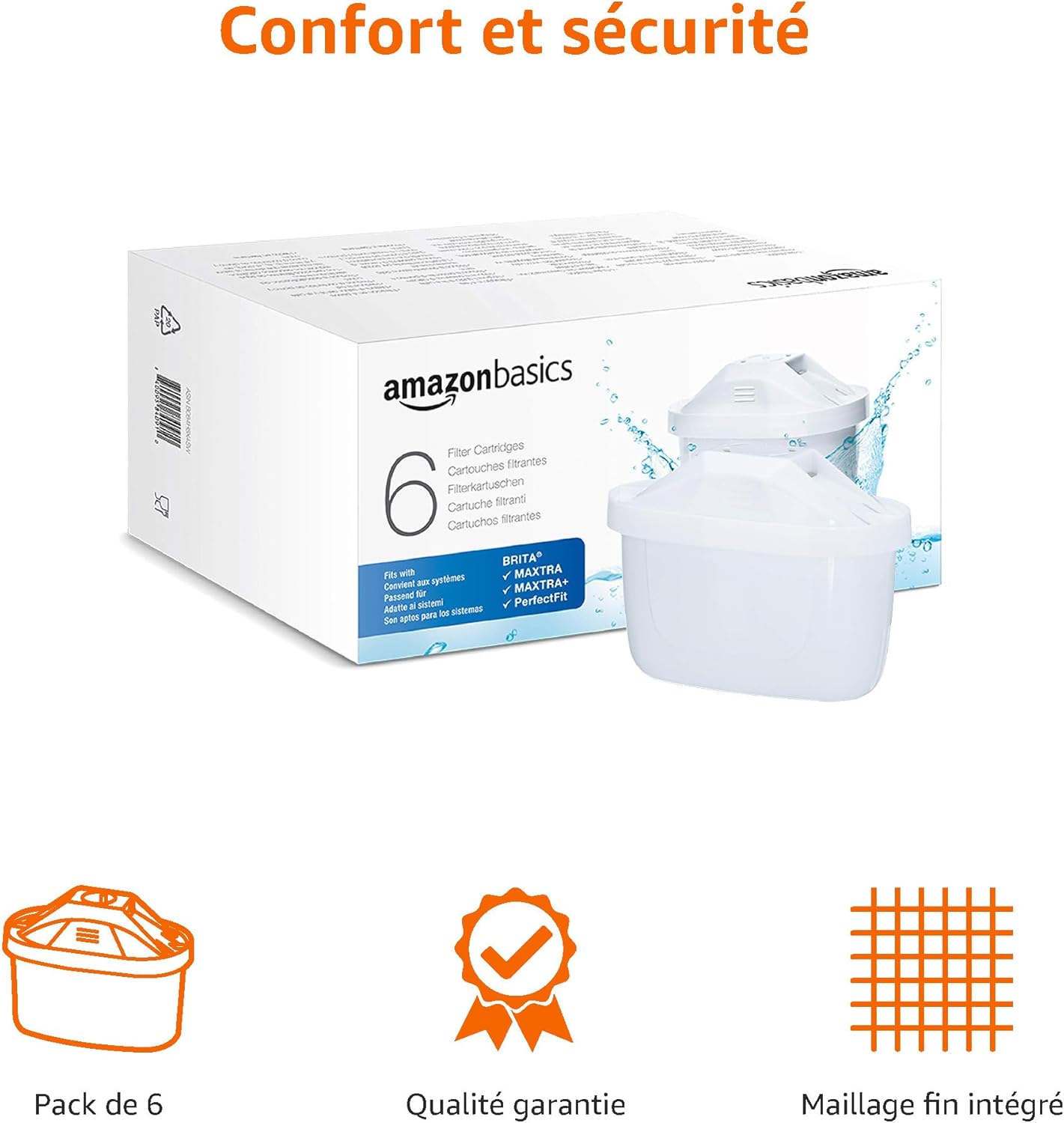 Thumbnail 2 de Cartouches filtrantes Amazon Basics compatibles BRITA et Amazon Basics, lot de 6