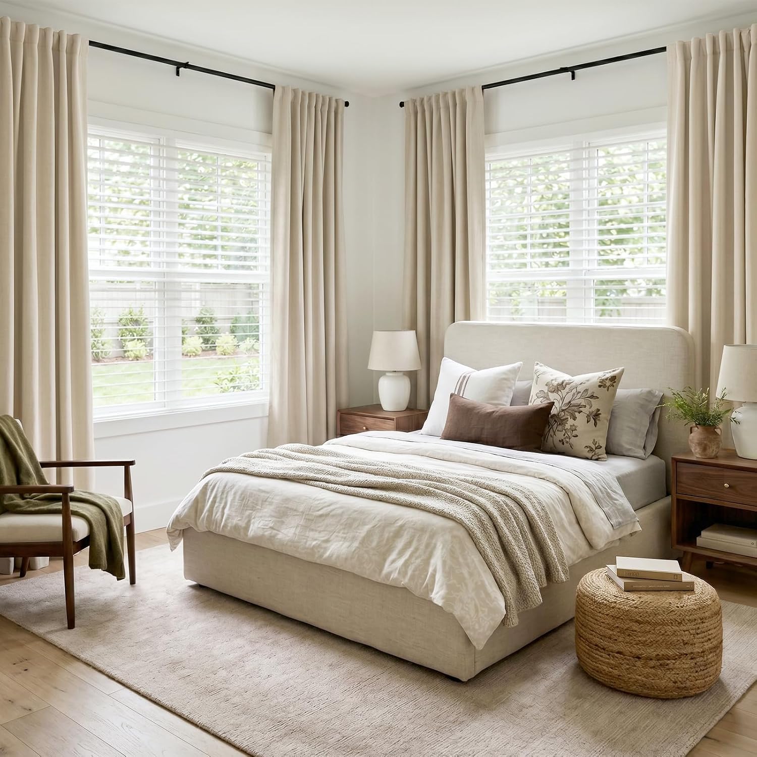 Thumbnail 6 de INOVADAY 100% Blackout Curtains 2 Panels Set, 50x90, Oatmeal Linen, Back Tab/Rod Pocket, Thermal Insulated