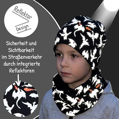 Thumbnail 5 de HECKBO Drachen Beanie Mütze & Loop-Schal – Reflektierend, Baumwolle, 48–54 cm, 2–8 Jahre