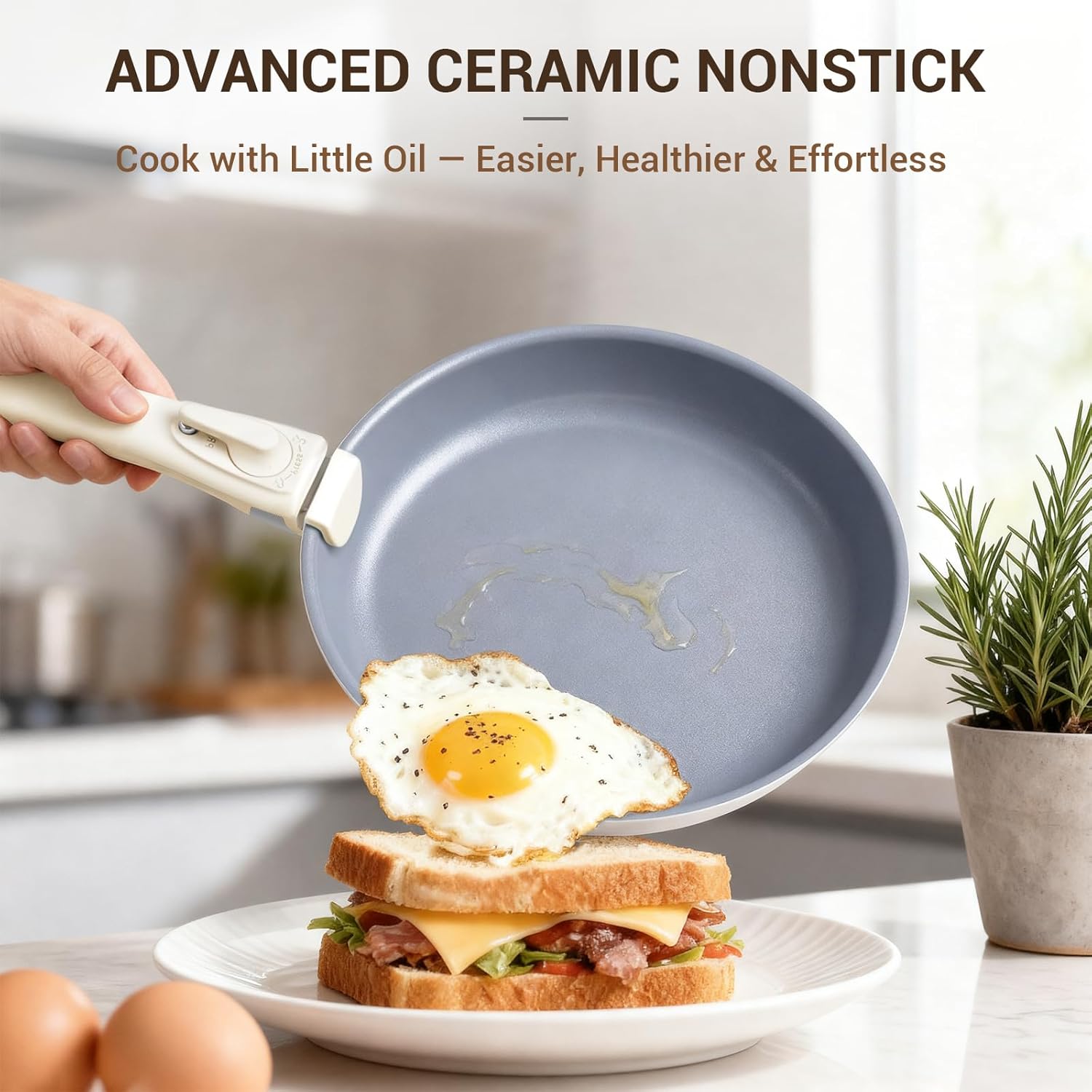 Detalle de Ammeloo Ceramic Cookware Set, 18-Piece