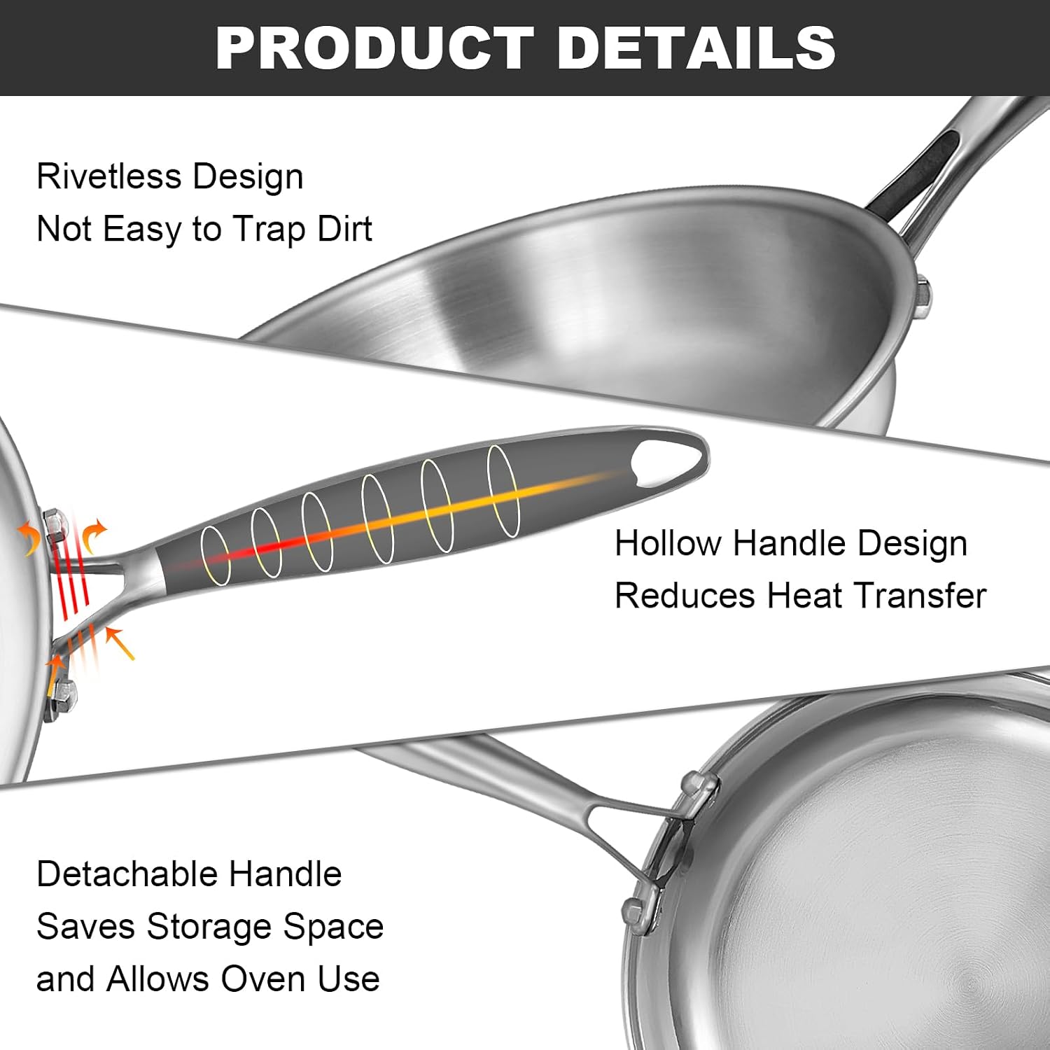 Thumbnail 5 de EWFEN Tri-Ply Frying Pans Set, 3-Pan