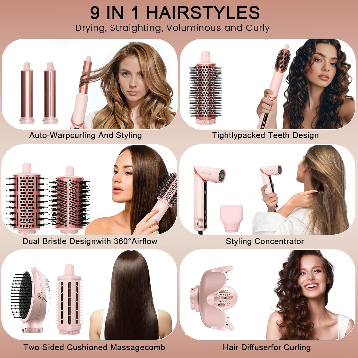Detalle 2 de AVENHO 9 in 1 Hair Dryer Brush