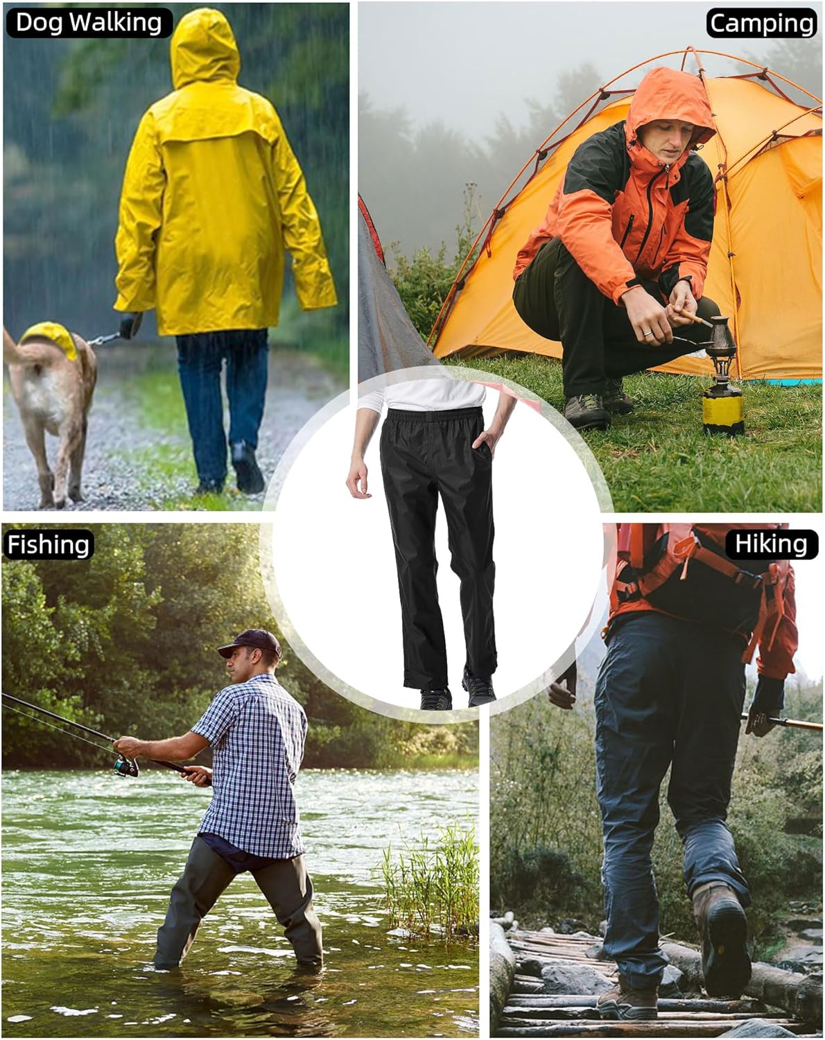 Thumbnail 5 de iCreek Men’s Waterproof Rain Over Pants (Windproof, Lightweight Hiking/Work Rain Pants)