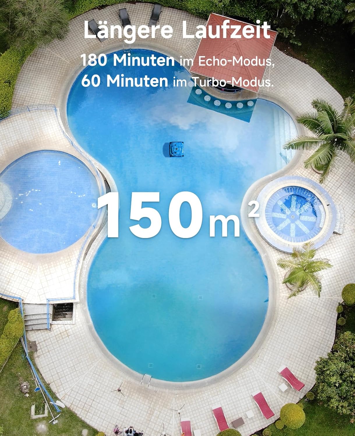 Detalle 2 de WYBOT C2 Poolroboter Akku Boden und Wand – 3‑Fach Motor, Doppelfiltration, App‑Steuerung