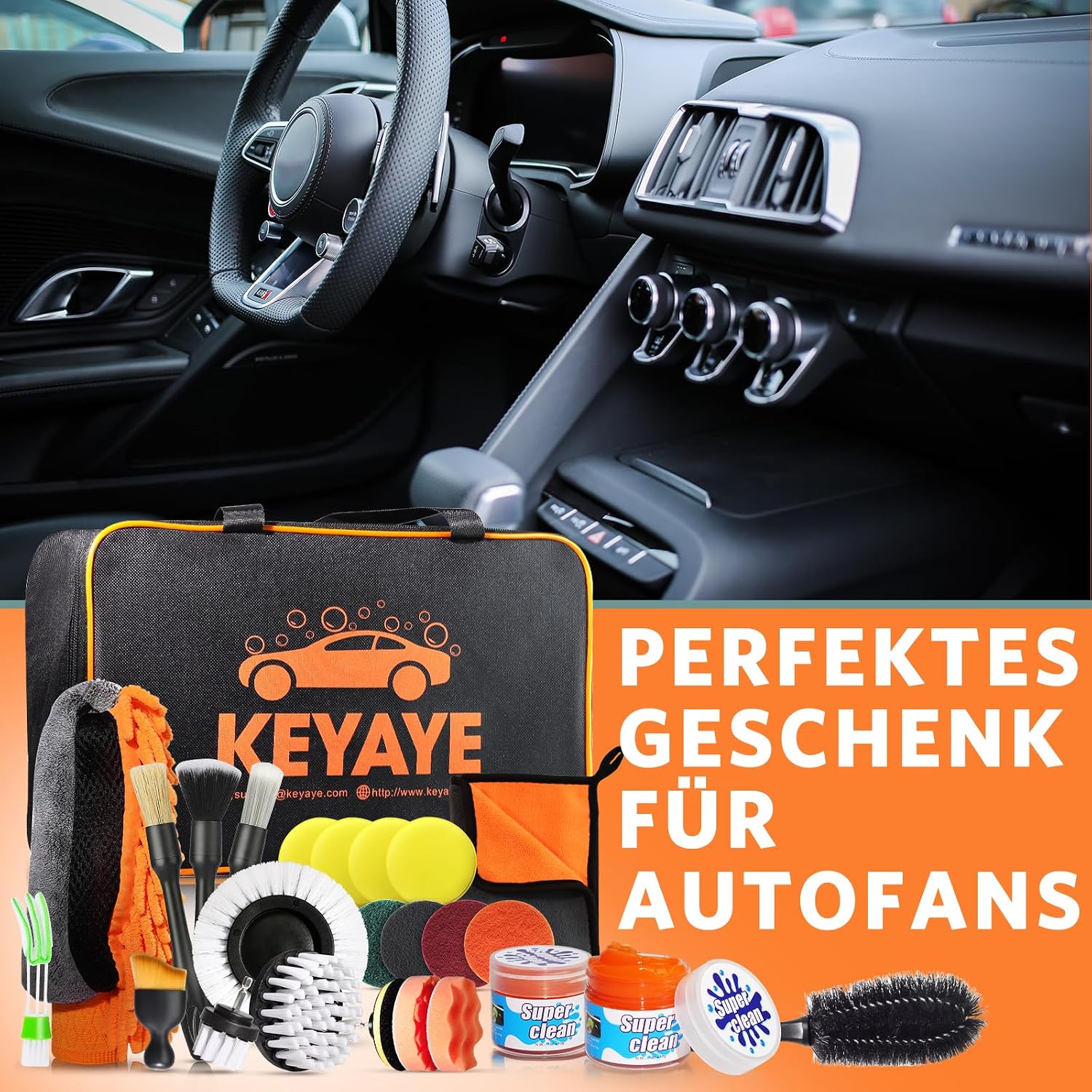 Thumbnail 6 de KEYAYE Auto Reinigungsset (25-teilig) – Bürsten & Detail-Pinsel für Innenraum, Außen und Lüftungsschlitze