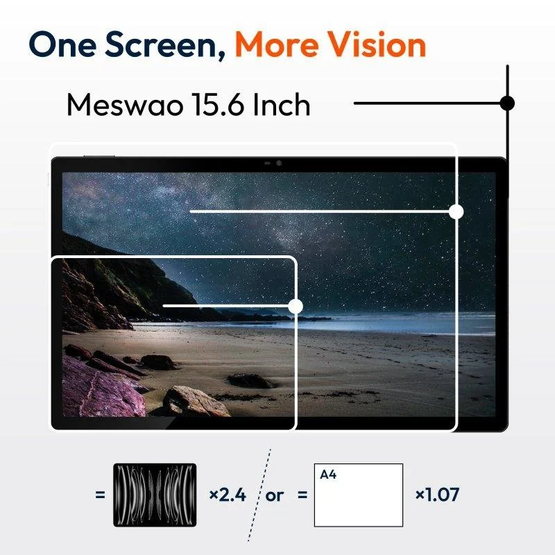 Detalle de MESWAO B3 Pro, tablet Android de 15,6 pulgadas FHD, 8 GB y 256 GB