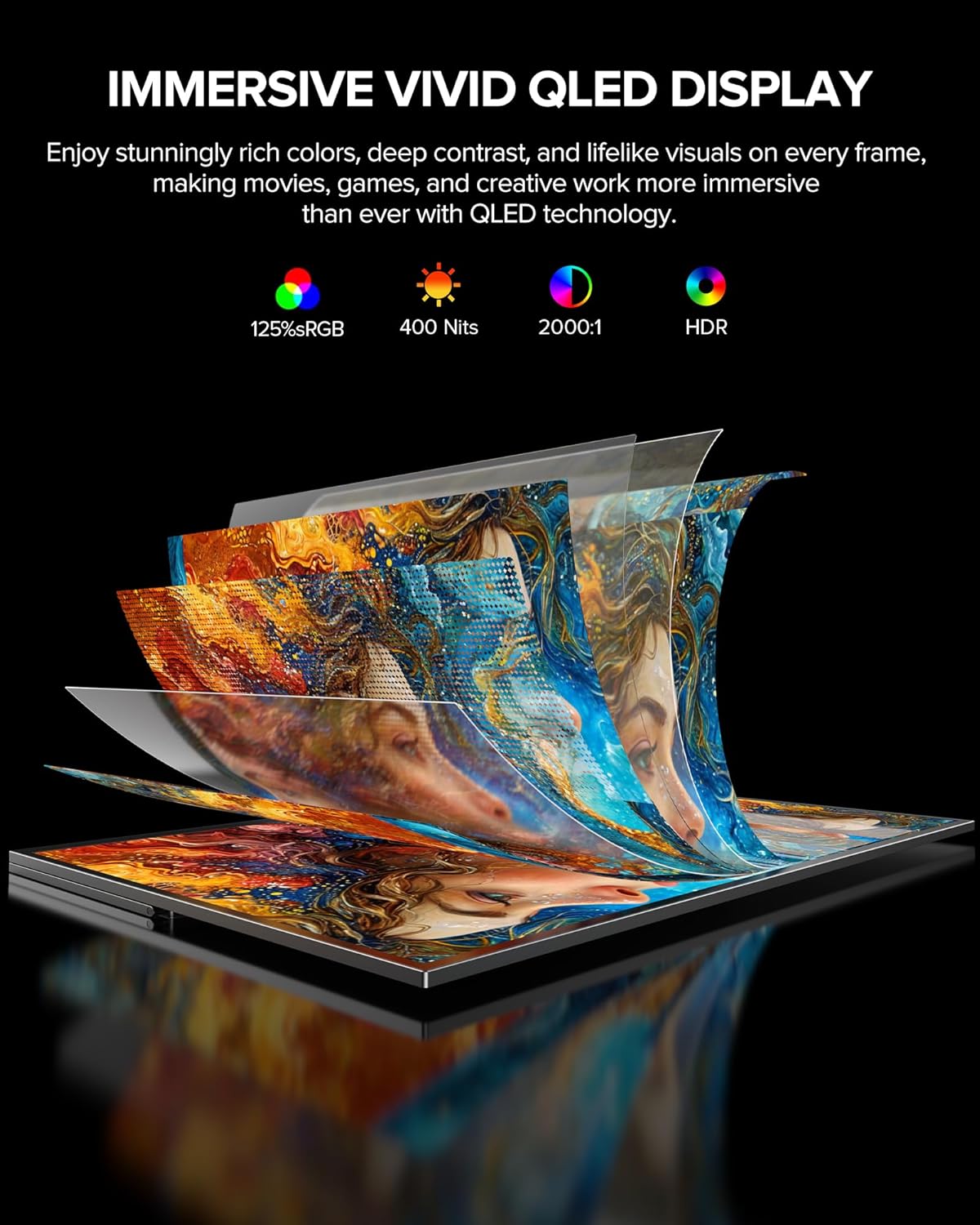 Thumbnail 1 de UPERFECT QLED 24" 120Hz Portable Monitor (1080P, 125% sRGB, 400 nits) with Stand & VESA