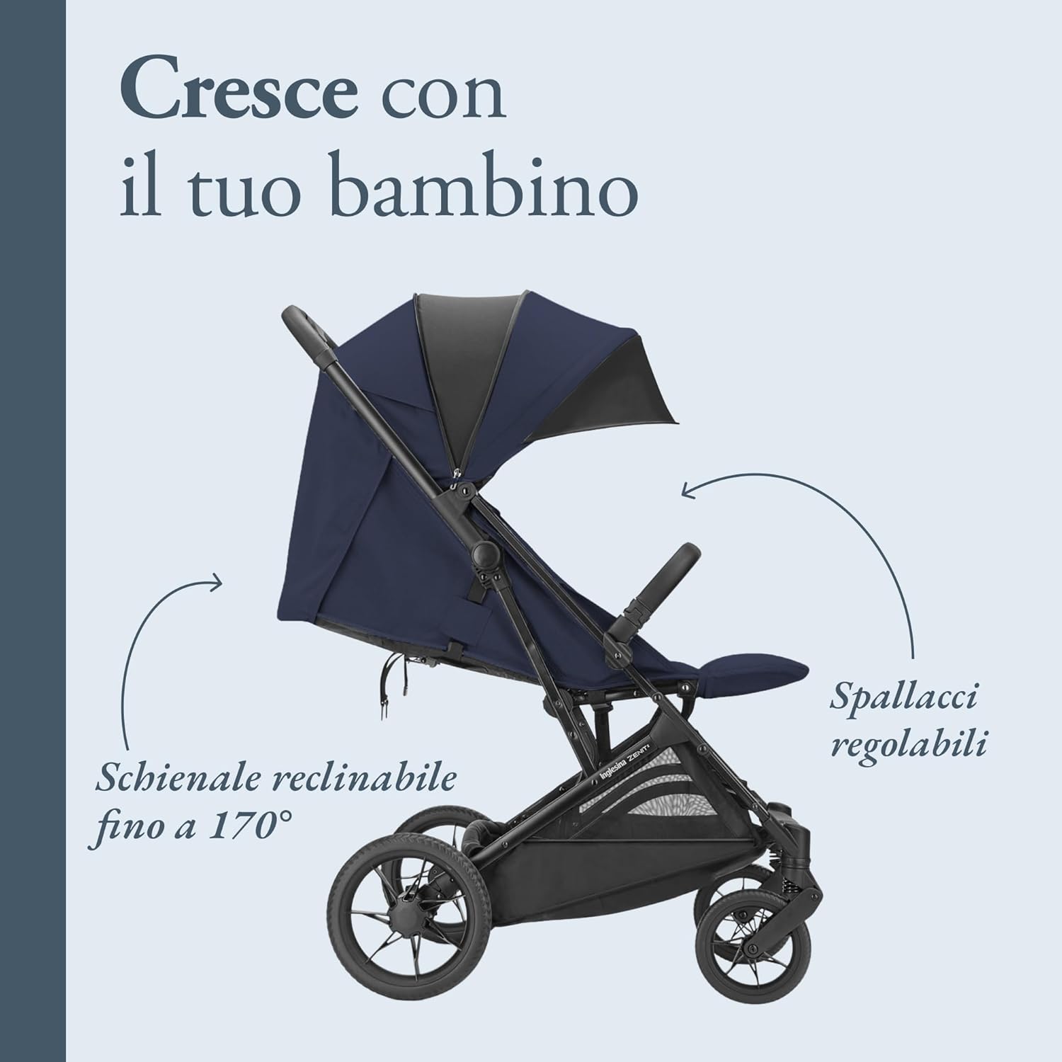 Detalle de Inglesina Zenit 2 Passeggino – Polar Blue, ultra-compatto e leggero
