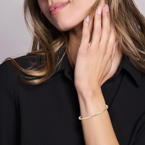 Detalle 2 de Orovi Pulsera Rígida para Mujer: Plata de ley 925 bañada en Oro 18K, 19.5 cm