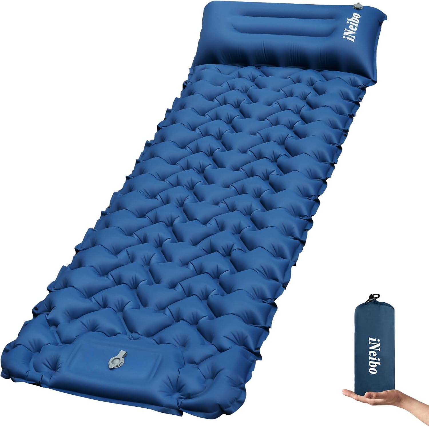 Detalle de iNeibo Sleeping Pad: Inflatable Sleeping Mat with Built-in Foot Pump Pillow for Outdoor Camping