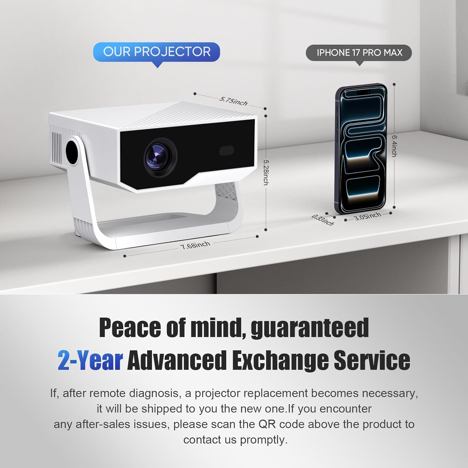 Thumbnail 6 de 2026 Smart Projector Android 14 Mini Projector with WiFi 6, Bluetooth 5.2 and Built-in Apps