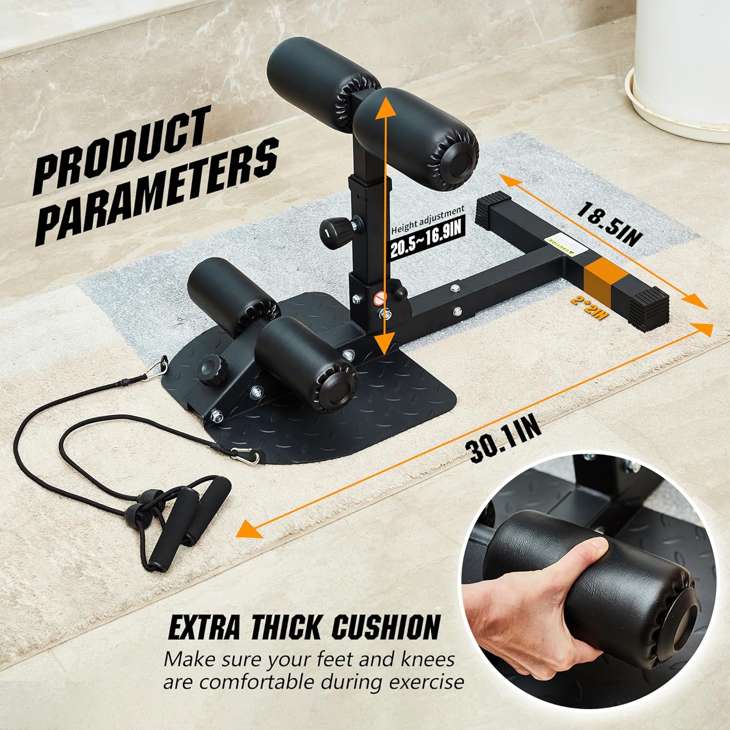 Detalle 2 de leikefitness GM8300 Multifunctional Sissy Squat Bench, Adjustable and Foldable