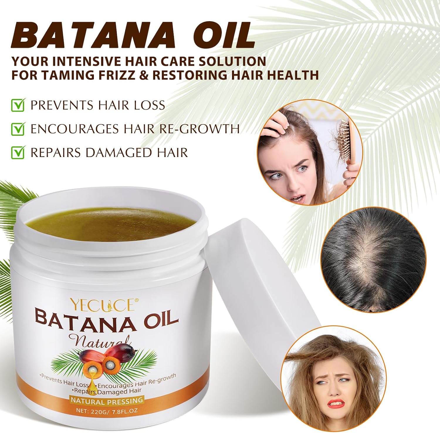 Detalle de Huile de batana pure pour la pousse des cheveux Dr Sebi Pure et Naturelle – 220 g