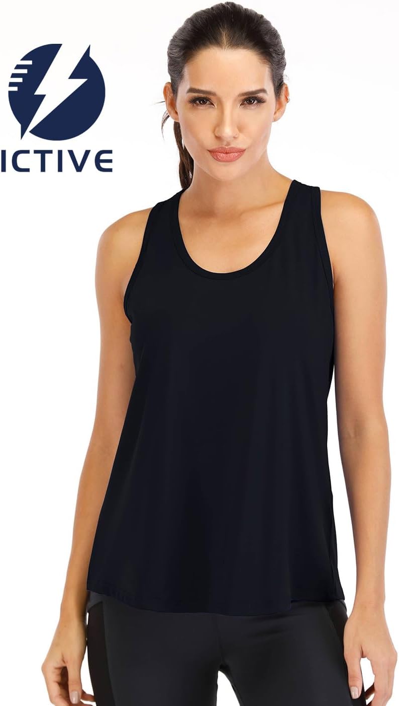Detalle de ICTIVE Loose-Fit Racerback Workout Tank Top for Women with Mesh Back