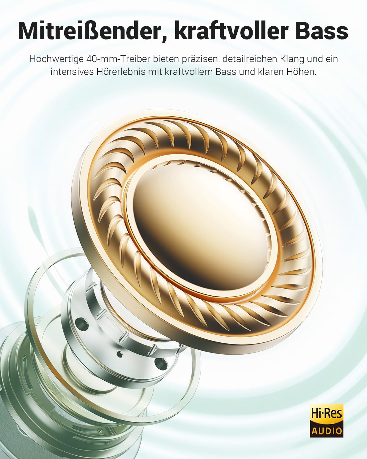 Thumbnail 4 de Wentronic Y01 Noise-Cancelling-Kopfhörer – Kabellos, Over-Ear, Bluetooth 5.3, Hi-Res Klang, 48h Akkulaufzeit, faltbar – Grün
