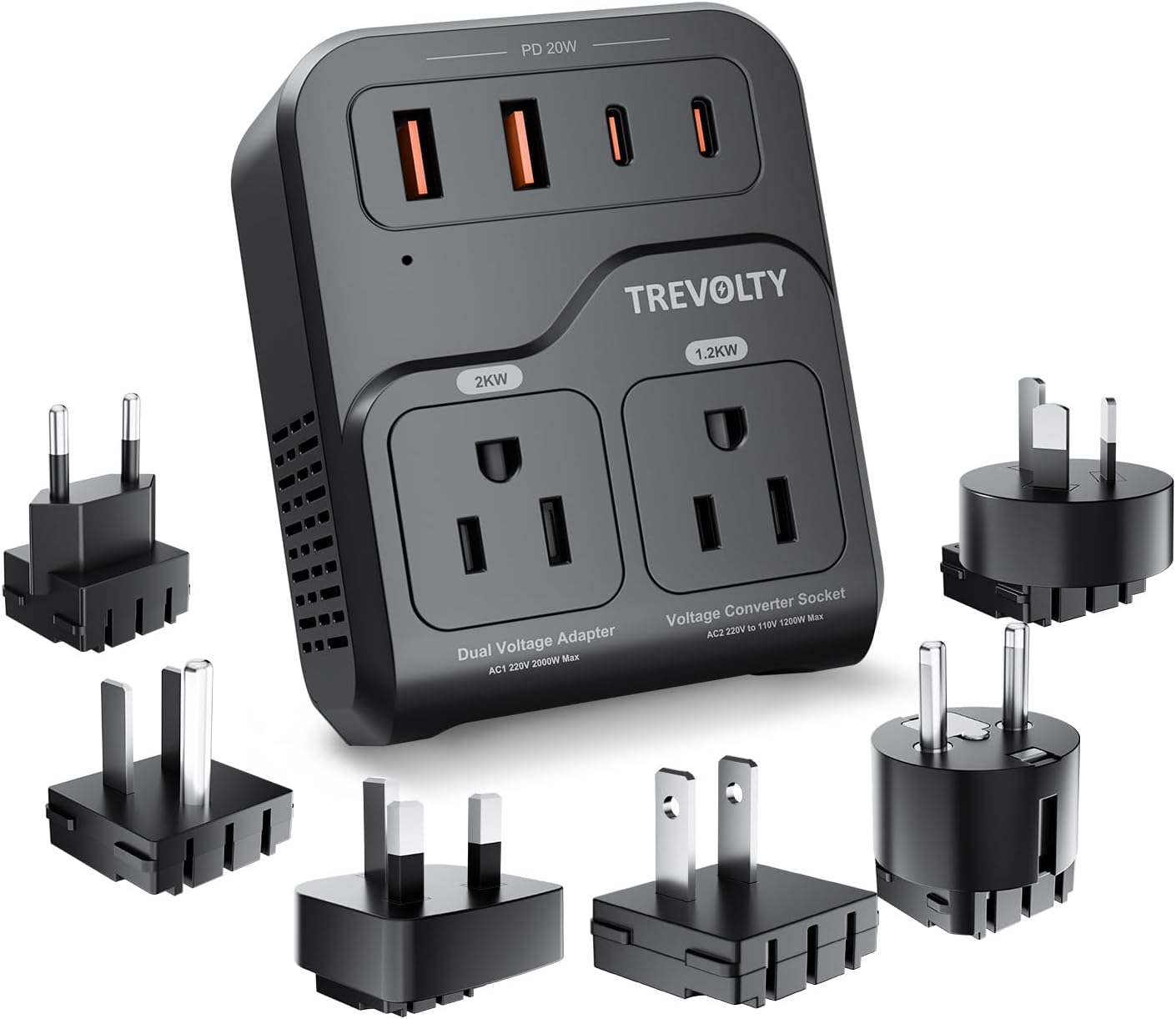 Detalle de 2000W US-to-Europe Voltage Converter & 7-in-1 Travel Adapter