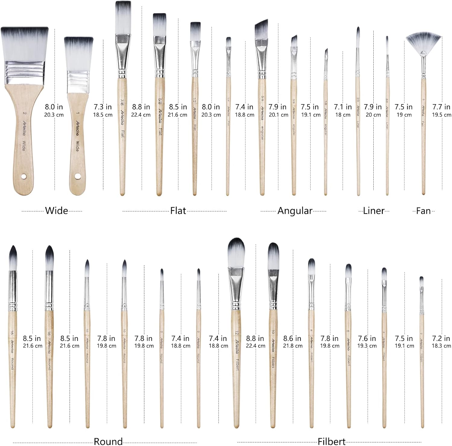 Thumbnail 3 de Artecho Pinselset 24 Pinsel für Malerei 🎨