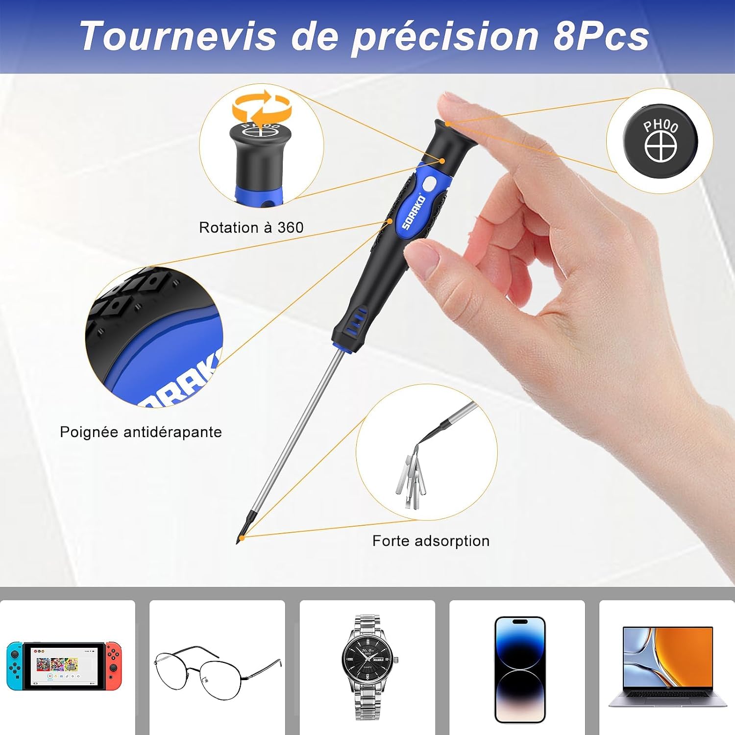 Thumbnail 3 de SORAKO Jeu de tournevis professionnel 118 pièces – ensemble polyvalent isolé et testeur