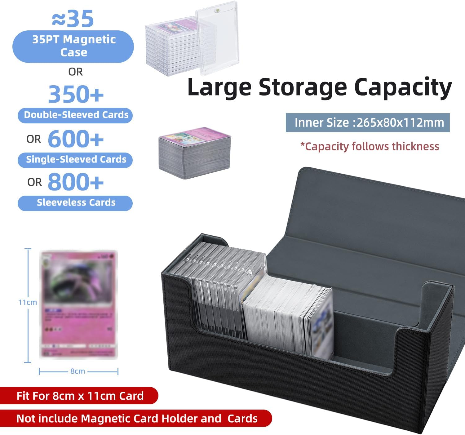 Thumbnail 1 de Tolesum Boîte de rangement magnétique pour cartes à collectionner (580+ cartes) – Deck box noir