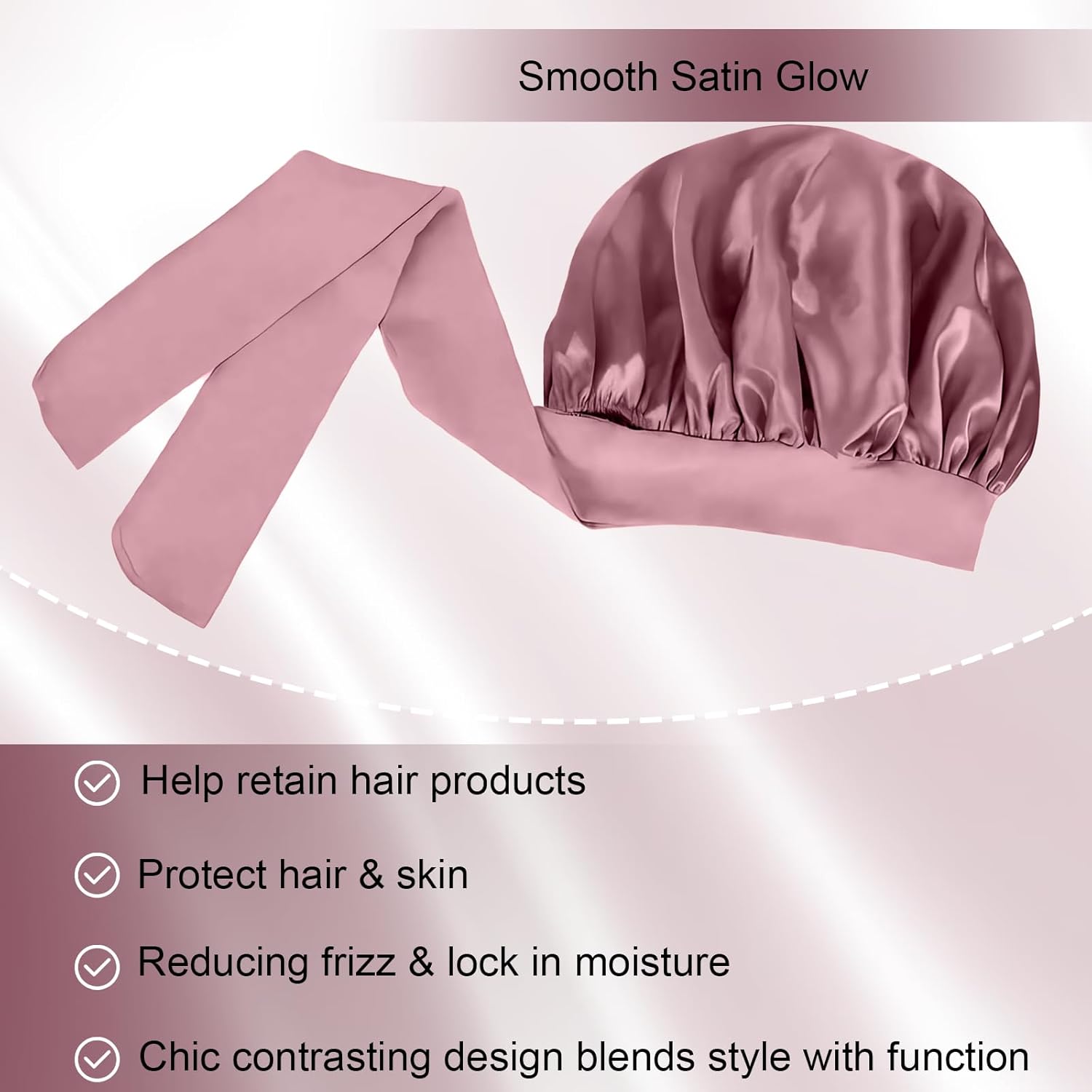 Thumbnail 2 de Silk Bonnet for Women Satin Sleep Bonnet with Elastic Tie Band (Large Sleep Cap)
