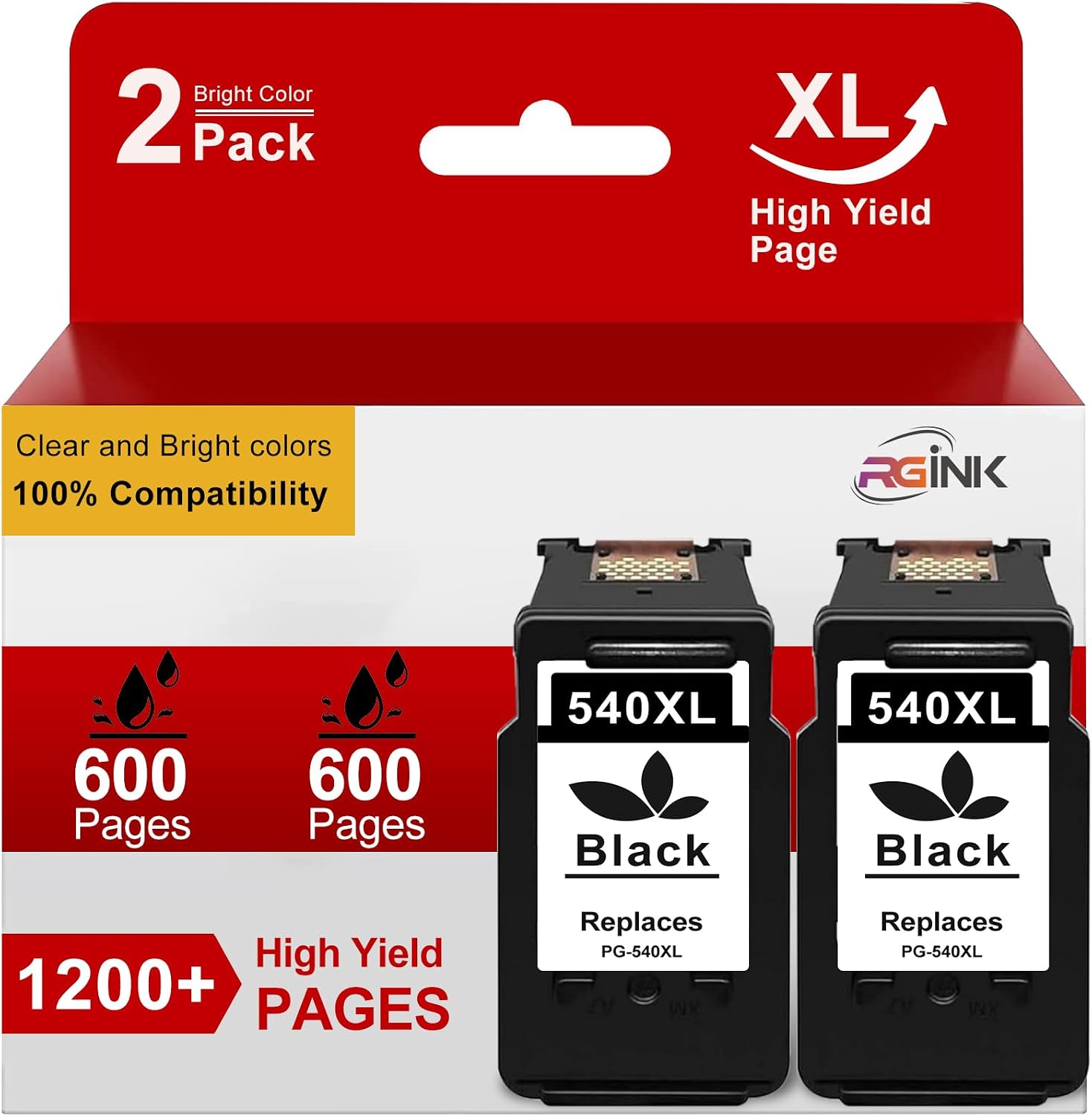 Detalle de RGiNK PG-540XL / 540XL Black ink cartridges (2-pack) for Canon Pixma
