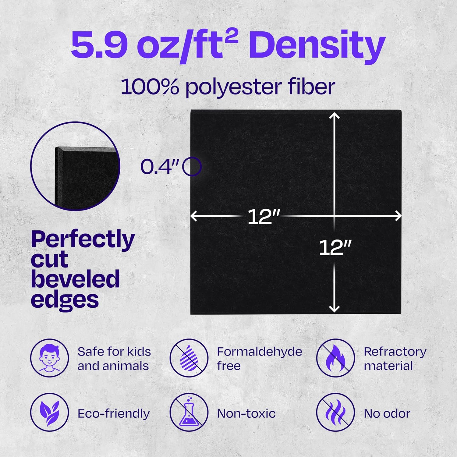 Thumbnail 5 de Ekkogo 12-Pack Acoustic Wall Panels, 12 x 12 x 0.4 Inches, Deep Black