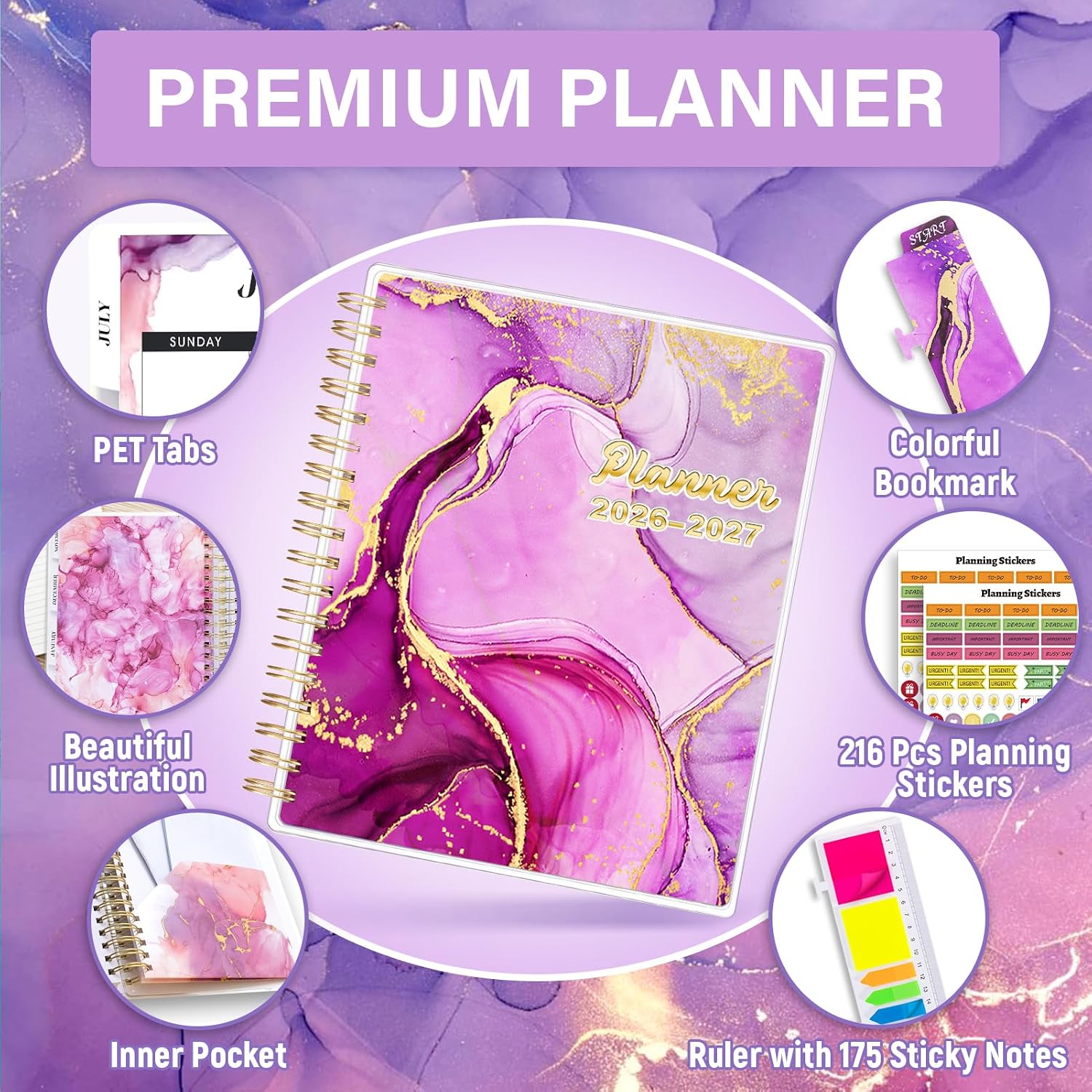 Detalle de montcool MCOPAPPK2407 18-Month Academic Planner, July 2026–December 2027