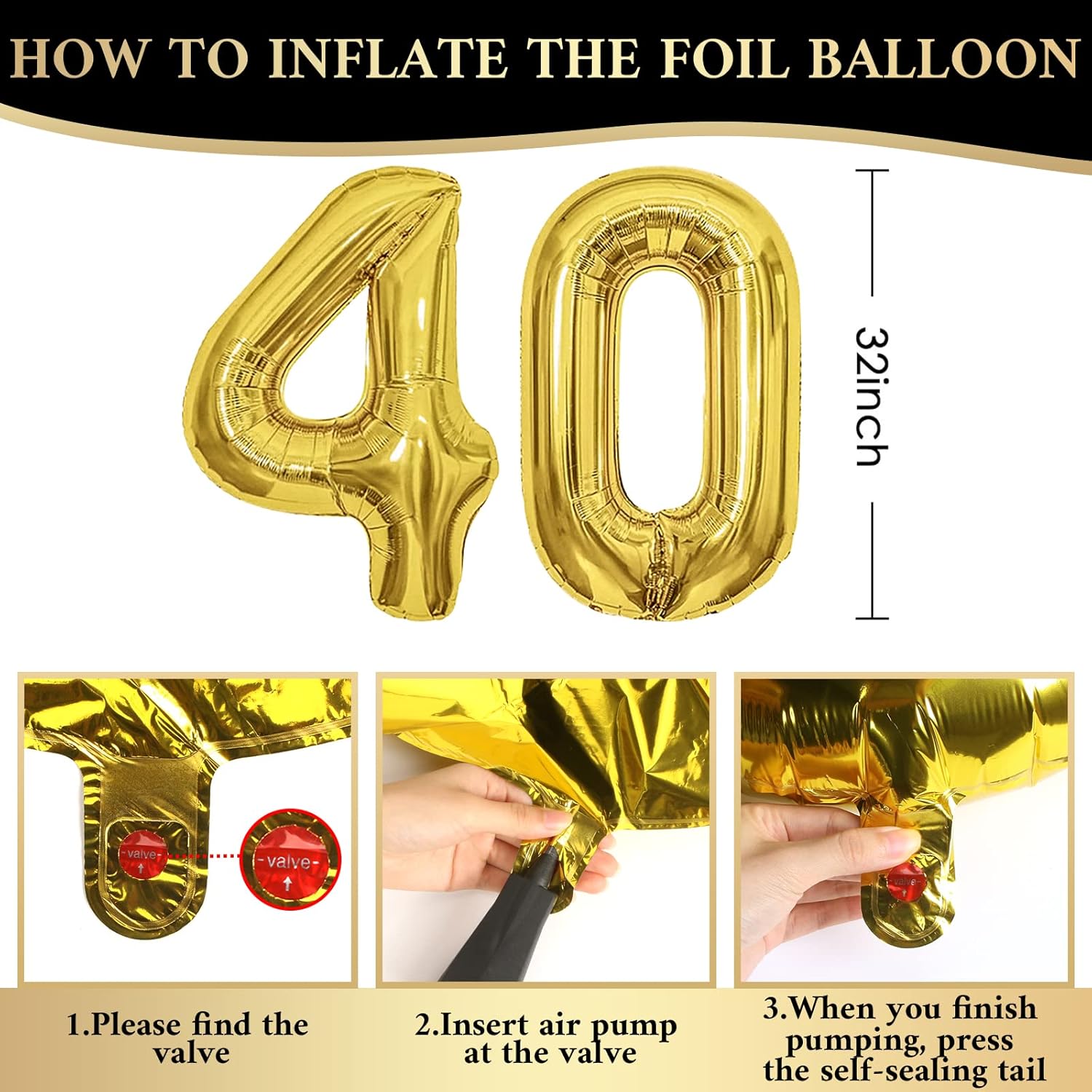 Thumbnail 4 de 40 Geburtstag Deko Set Schwarz Gold