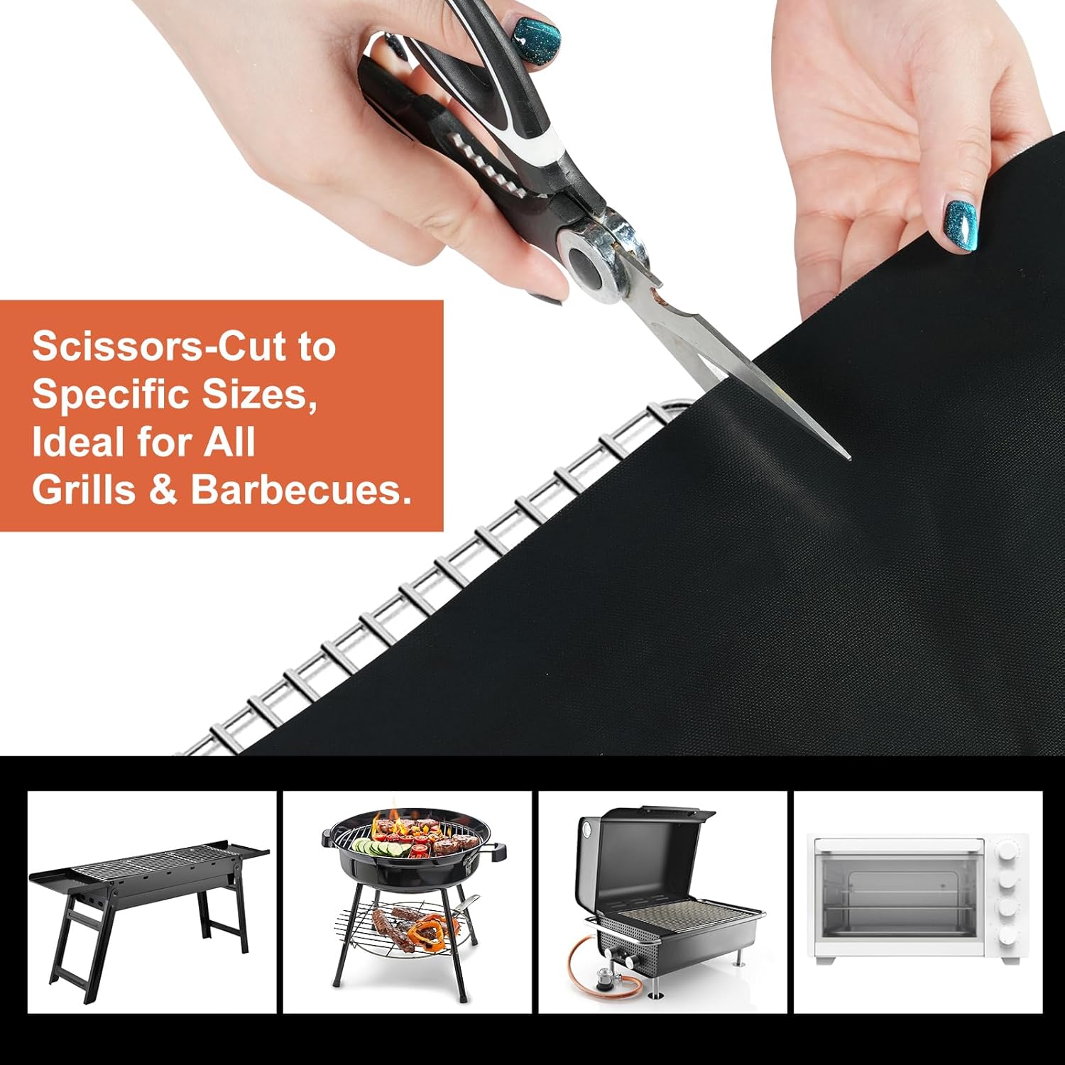 Detalle 2 de BBQ Grillmatte für Gasgrill 40x300cm – Übergroße, zuschneidbare Antihaft-Grillmatte