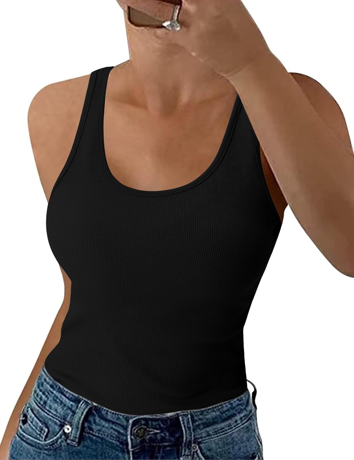 Detalle de Women’s ribbed tank top, 92% cotton