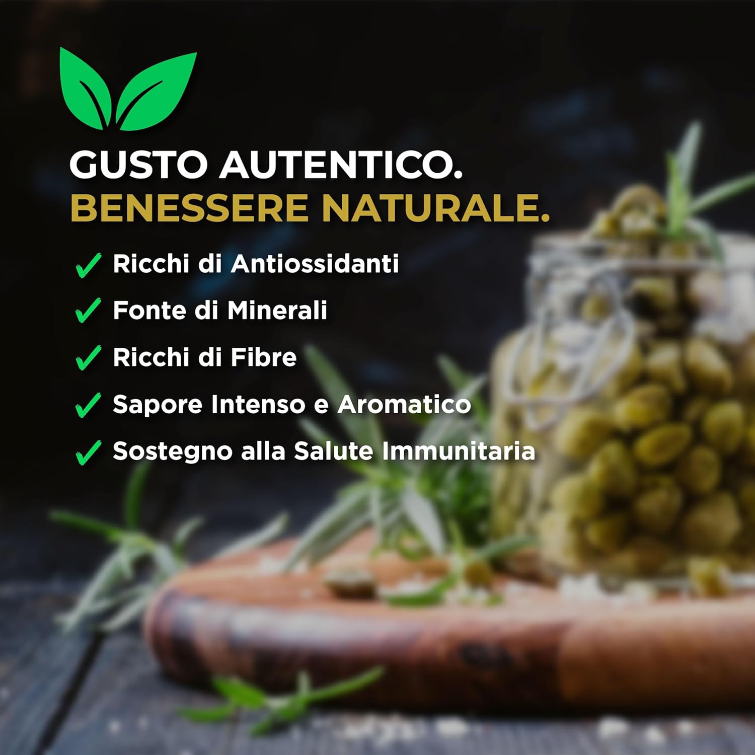 Detalle 2 de RACILIA Capperi Medi Sotto Sale DOP Isole Eolie – Lavorazione Artigianale Siciliana 100% Italiani 250 g
