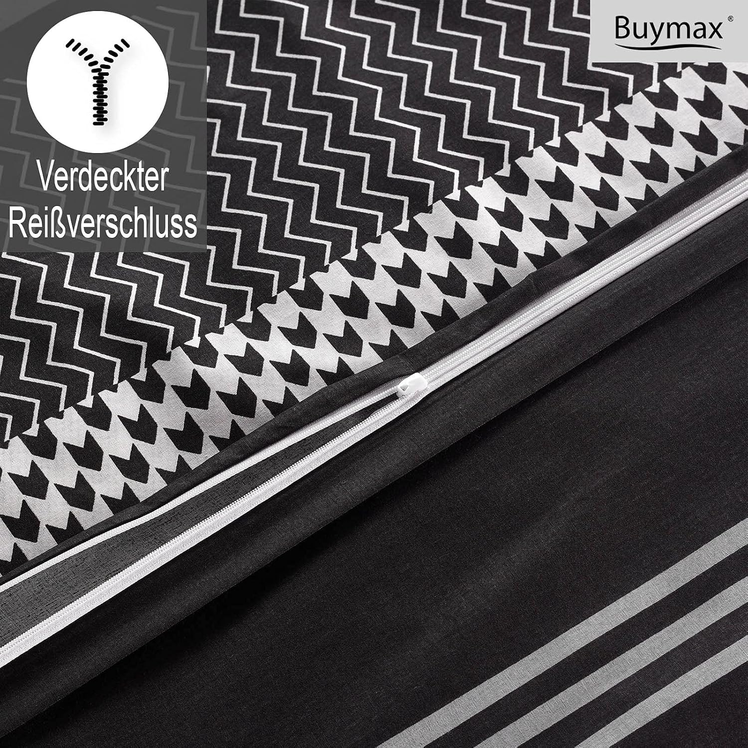 Thumbnail 3 de Buymax Bettwäsche-Set 200x220 cm (3-teilig) Renforcé – 100% Baumwolle, OEKO-TEX, Reißverschluss