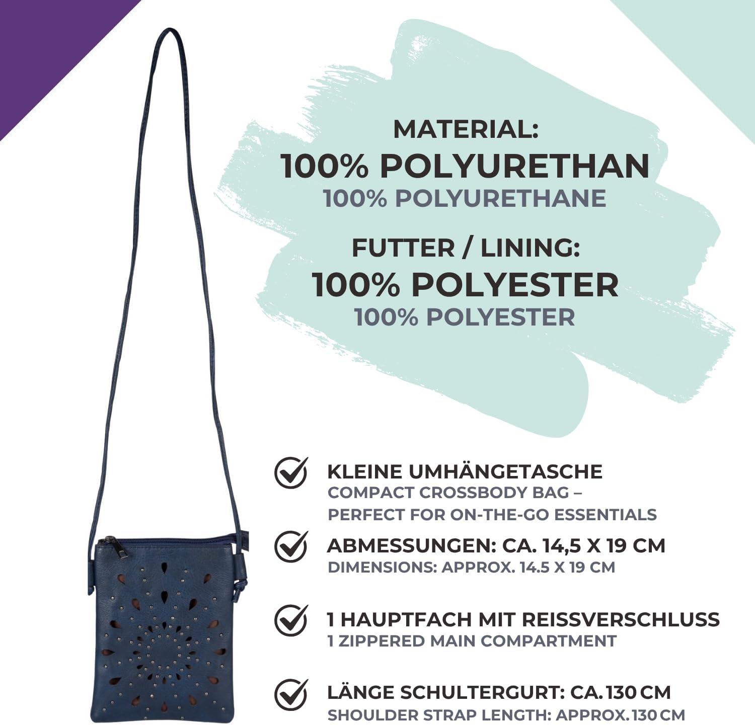 Detalle 2 de styleBREAKER Mini Bag borsa a tracolla 14x19 cm