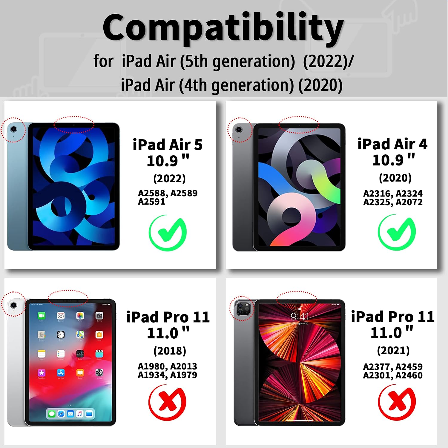 Detalle 2 de EasyAcc Hülle für iPad Air 11 Zoll (M4/M3/M2, 2026/2025/2024) mit Stifthalter – transparente Hartschale, schwarz Arcly