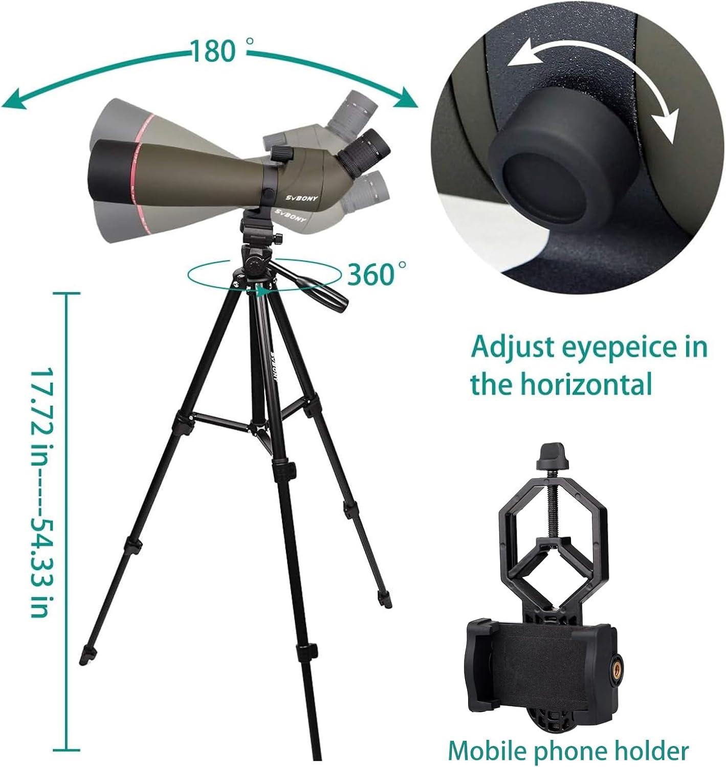 Thumbnail 5 de Svbony SV13 Spektiv 20 bis 60x80 mit Stativ