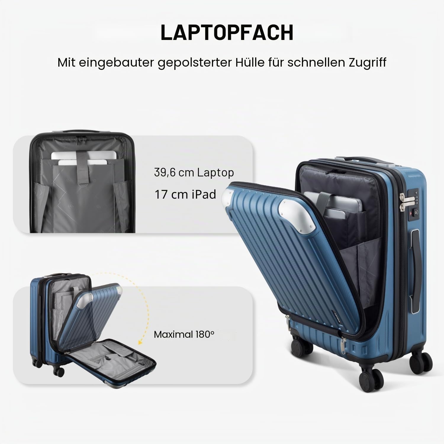 Detalle de LEVEL8 Koffer Trolleys Hartschalen 55,5 cm • ABS+PC, TSA, 36 L, Blau