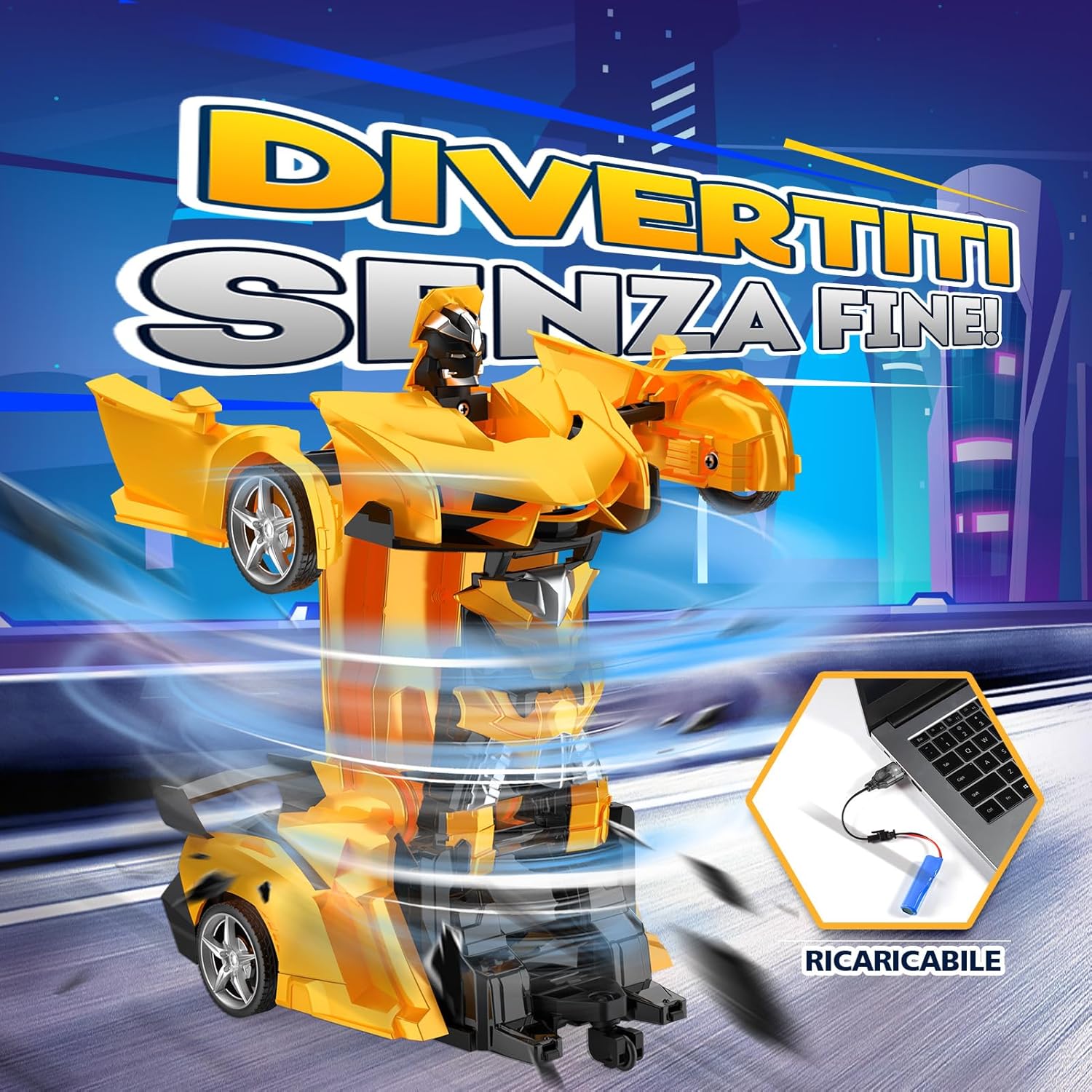 Detalle de Braxel macchina telecomandata 2 in 1 trasformabile Robot & RC auto per bambini (2,4 GHz, rotazione 360°)