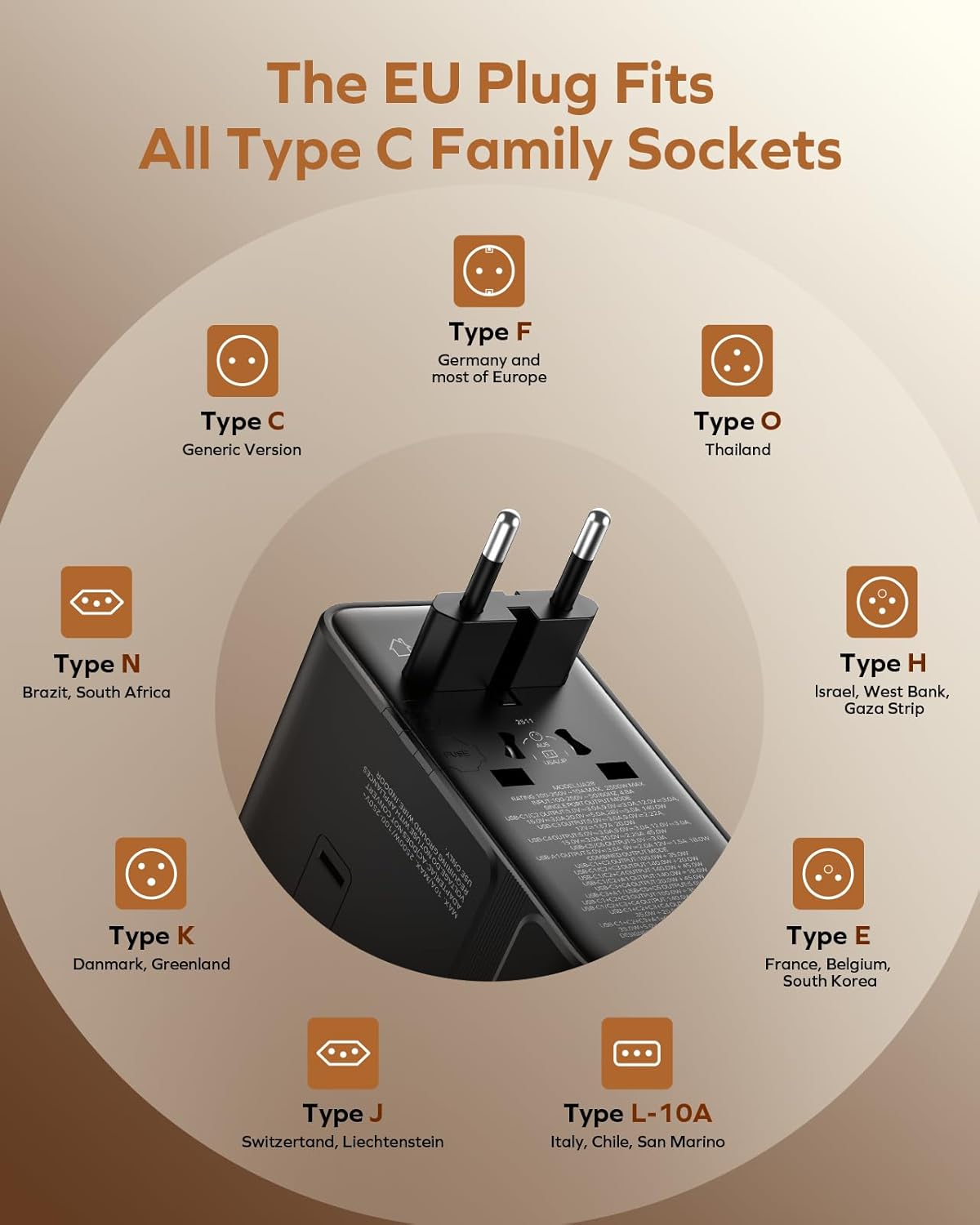 Thumbnail 6 de Momax Universal Travel Adapter 205W GaN 9-in-1 with 6 USB-C and 1 USB-A