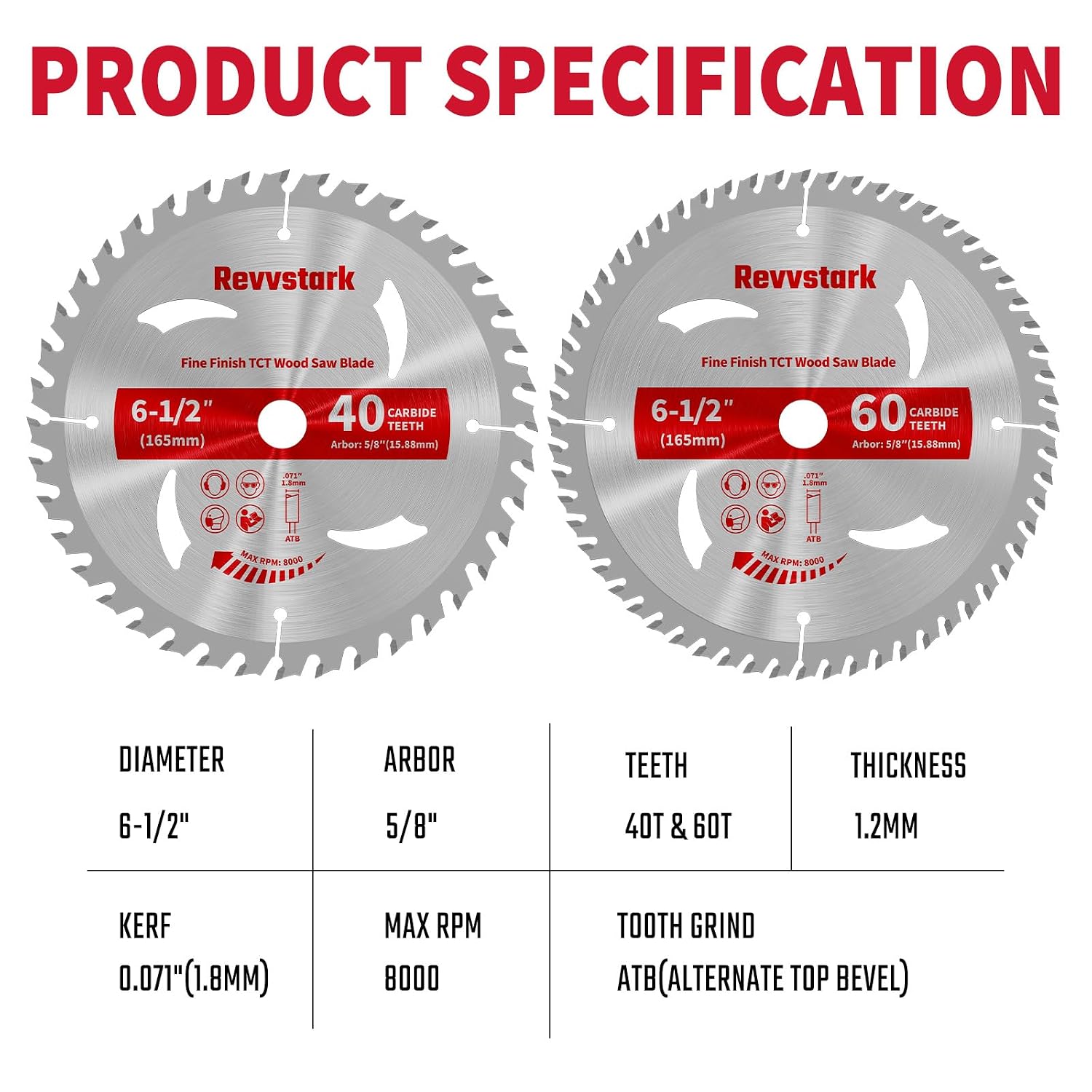 Detalle 2 de Revvstark 6-1/2-Inch Circular Saw Blades, 40T and 60T, 5/8-Inch Arbor
