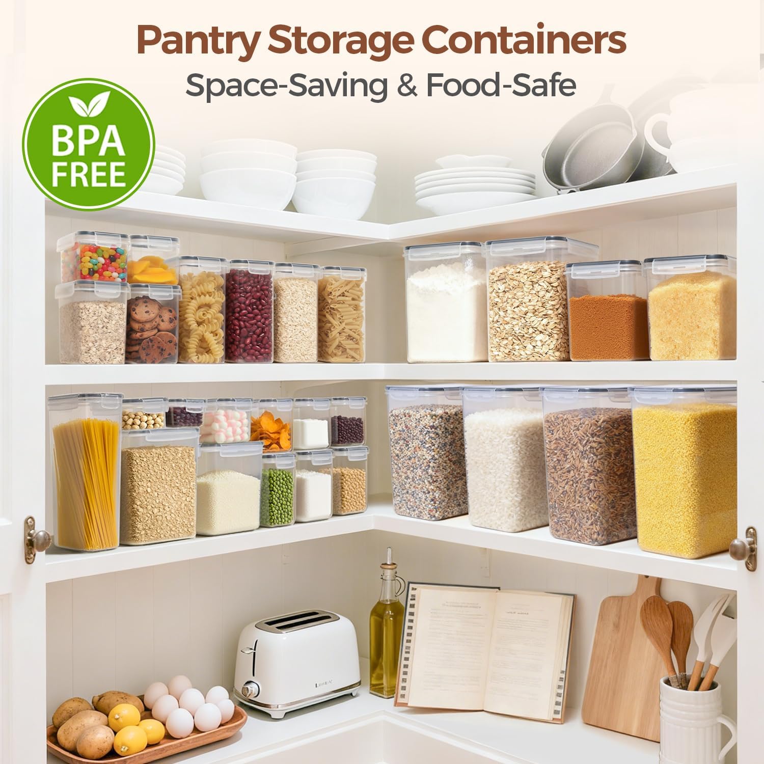 Detalle 1 de ComSaf Airtight Food Storage Containers, 3 Pack, 0.8–2 L, Stackable