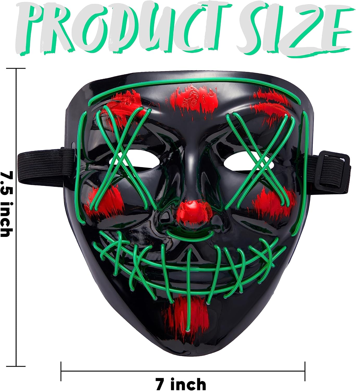Thumbnail 2 de JOYIN Halloween LED Mask and Gloves, Green, 3 Flashing Modes