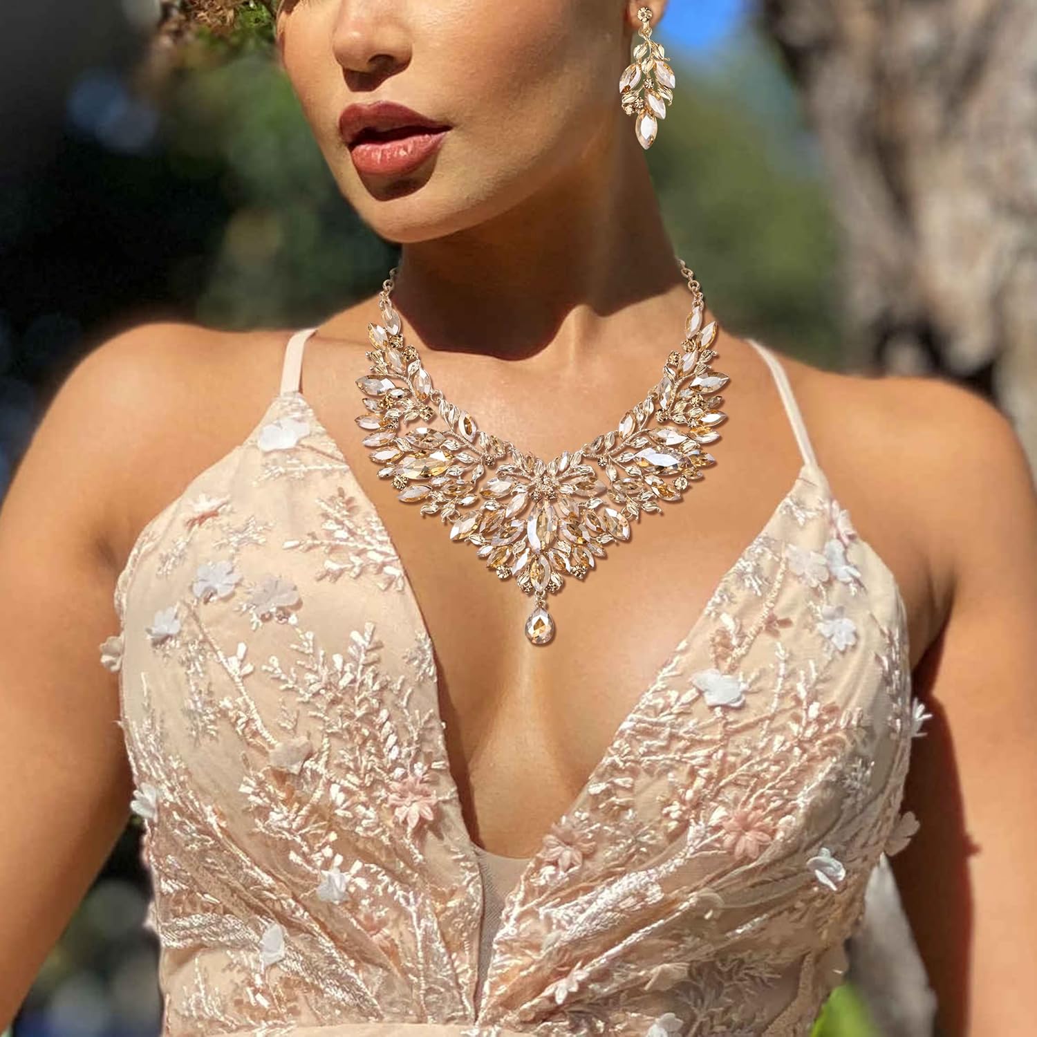 Thumbnail 1 de Parure bijoux de mariage Clearine pour femme : collier + boucles d’oreilles cristal strass
