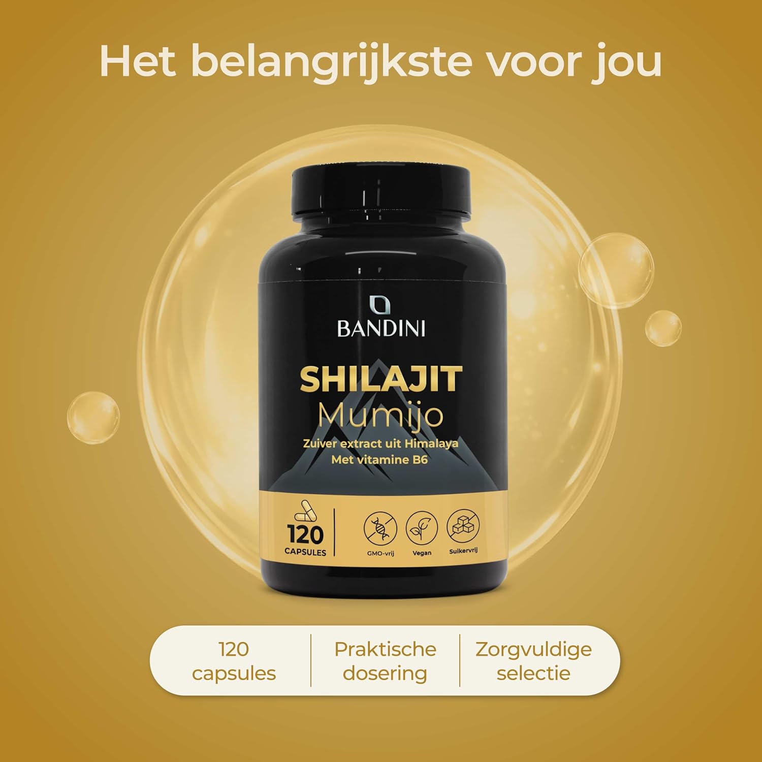 Thumbnail 3 de BANDINI Pure Himalaya Mumijo Shilajit-capsules, 120 vegan capsules, 80% fulvinezuur