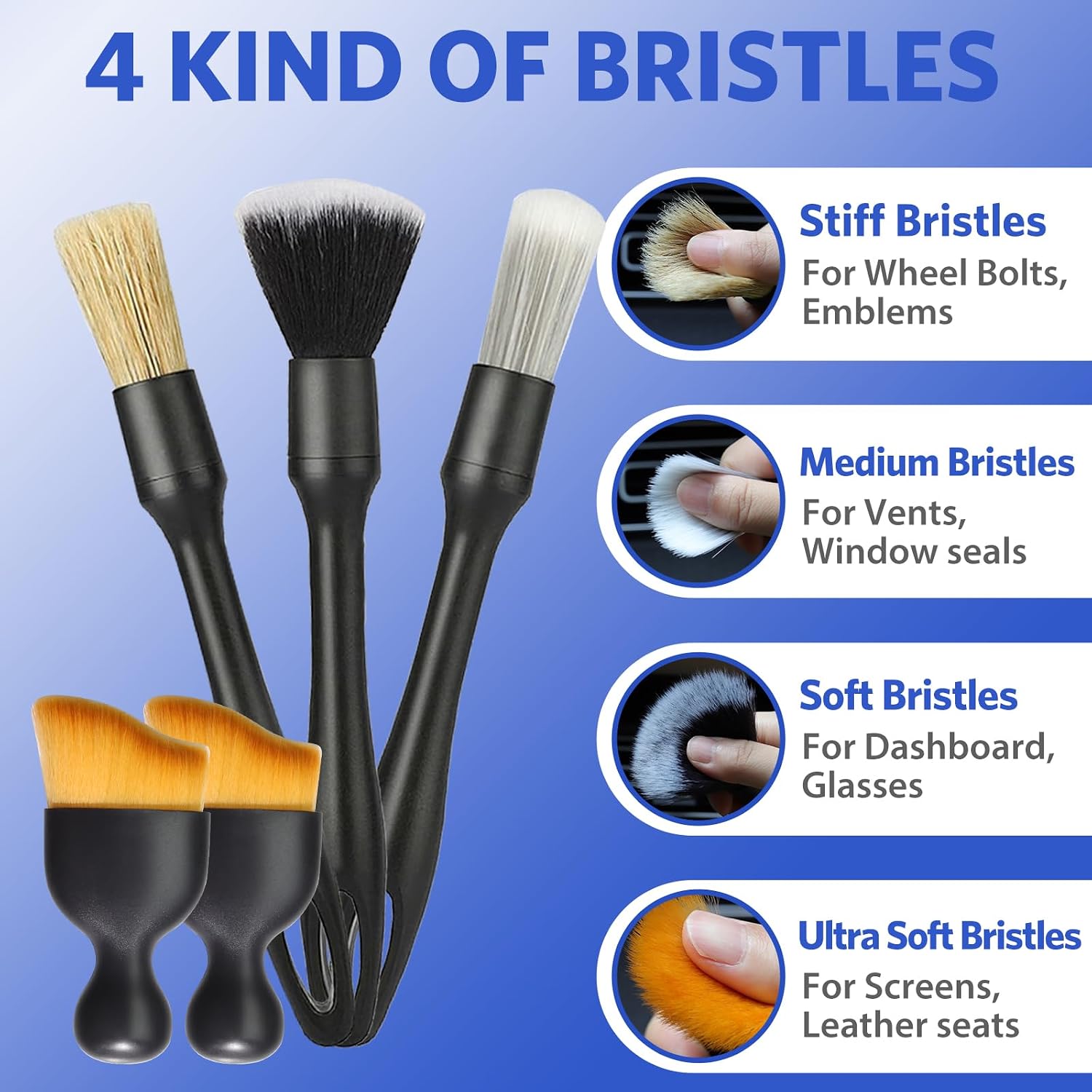 Thumbnail 6 de KEYAYE 10 Pcs Car Washing Kit with 3x Microfibre Cloths, 2 Wash Mitts and 5 Detailing Brushes – A Practical, Gentle Care Set