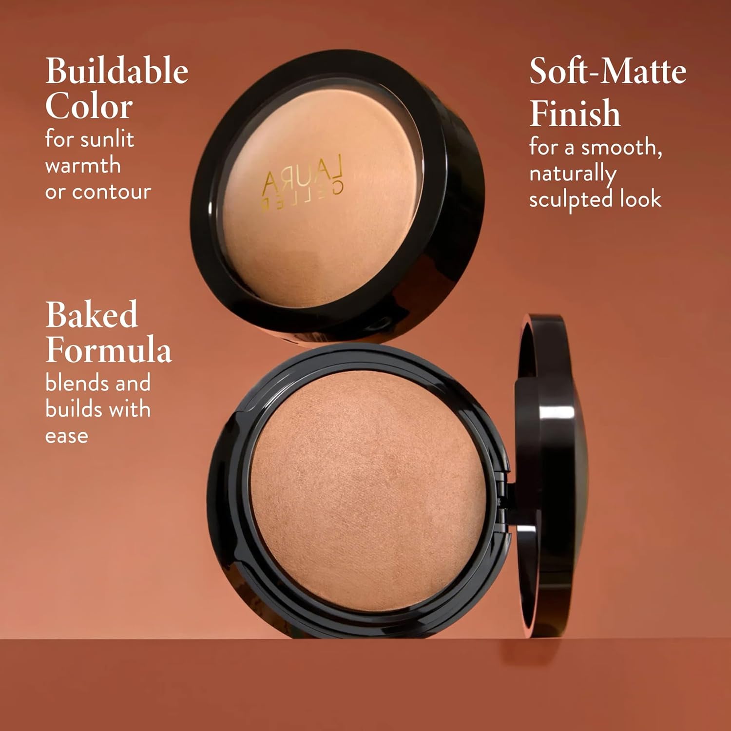 Detalle de Laura Geller Double Take Baked Bronzer for Mature Skin, Medium - Matte Bronzing Powder